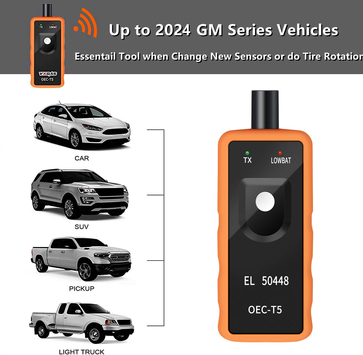 VXDAS TPMS Relearn Tool el-50448 for GM Tire Sensors Pressure Monitor System Reset Tool TPMS Activation Tool OEC-T5 for Buick, Chevy, Cadillac,GMC- 2024 Edition