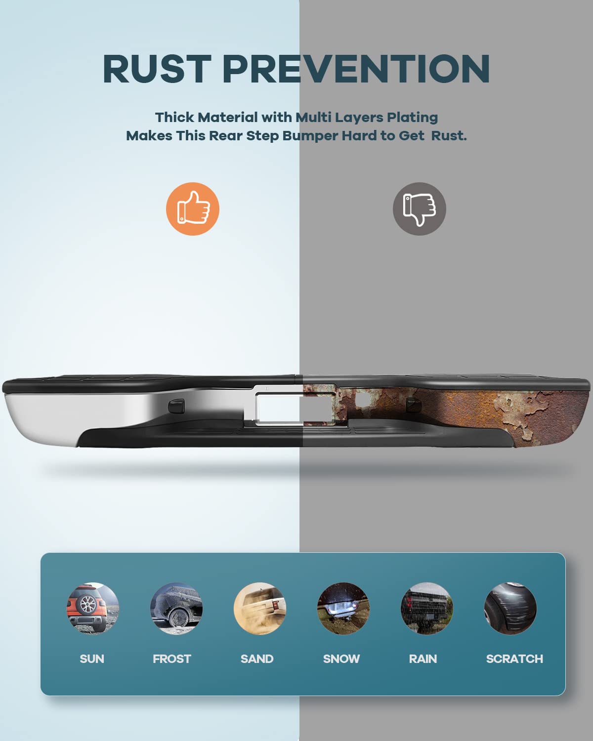 Findauto Chrome Rear Step Bumper,Back Bumper Fit For 1999-2006 For Chevrolet Silverado 1500 And For Gmc Sierra 1500, 2007 For Chevrolet Silverado 1500 Classic And For Gmc Sierra 1500 Classic