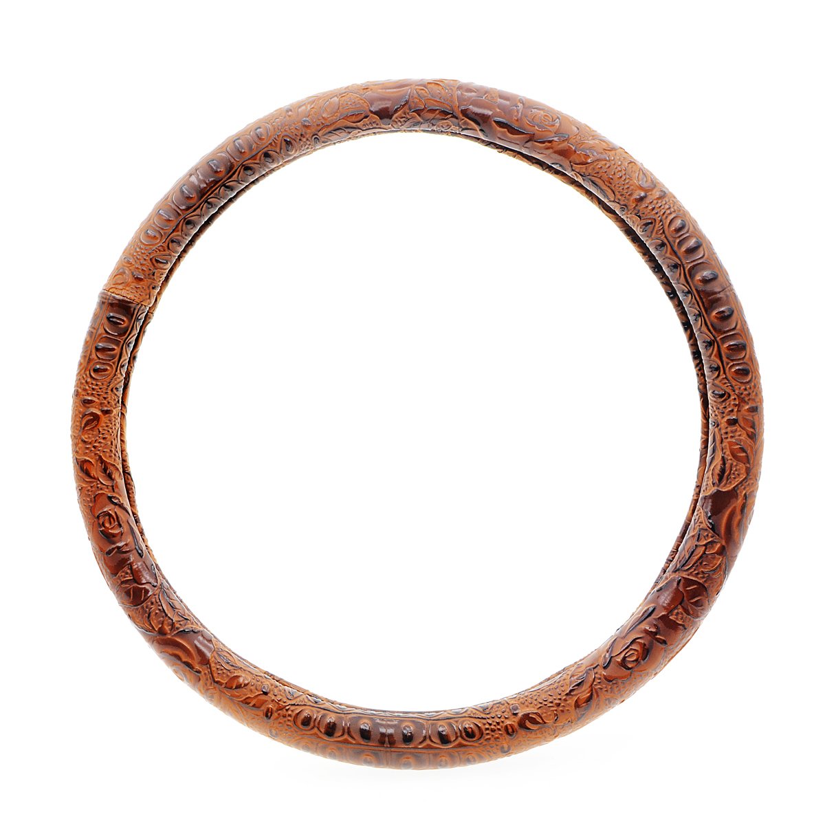 ZYHW Car Steering Wheel Cover Universal 15 inch Auto Antislip Leather Protector Flower Grain Brown