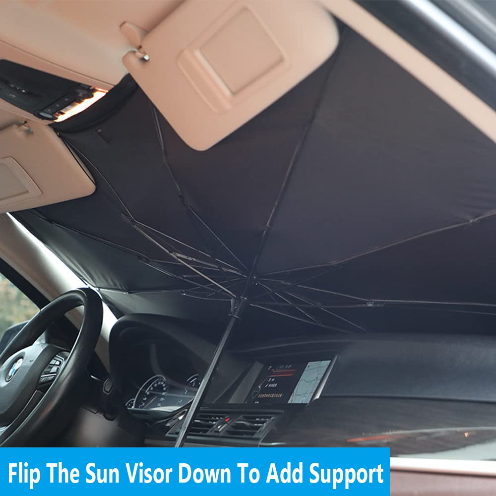 Coricha Windshield Sun Shade Eyes Umbrella for Car Front Window Sun Visor for Windshield 2025 Car Summer Accessories 100% Blacko