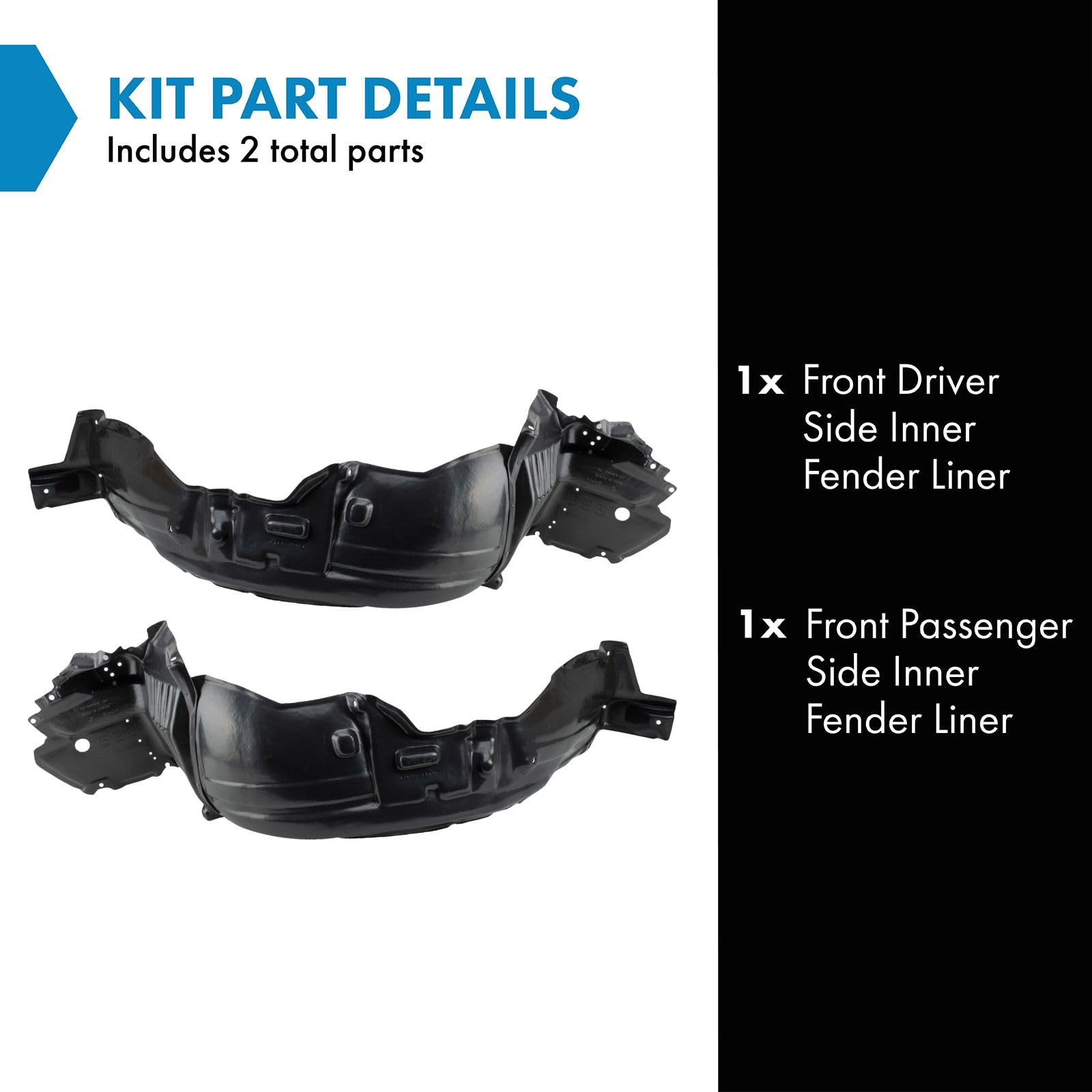 Trq Front Inner Fender Liner Set Compatible With 1998-2005 Lexus Gs300 1998-2000 Gs400 2001-2005 Gs430 Lx1250103 Lx1251103