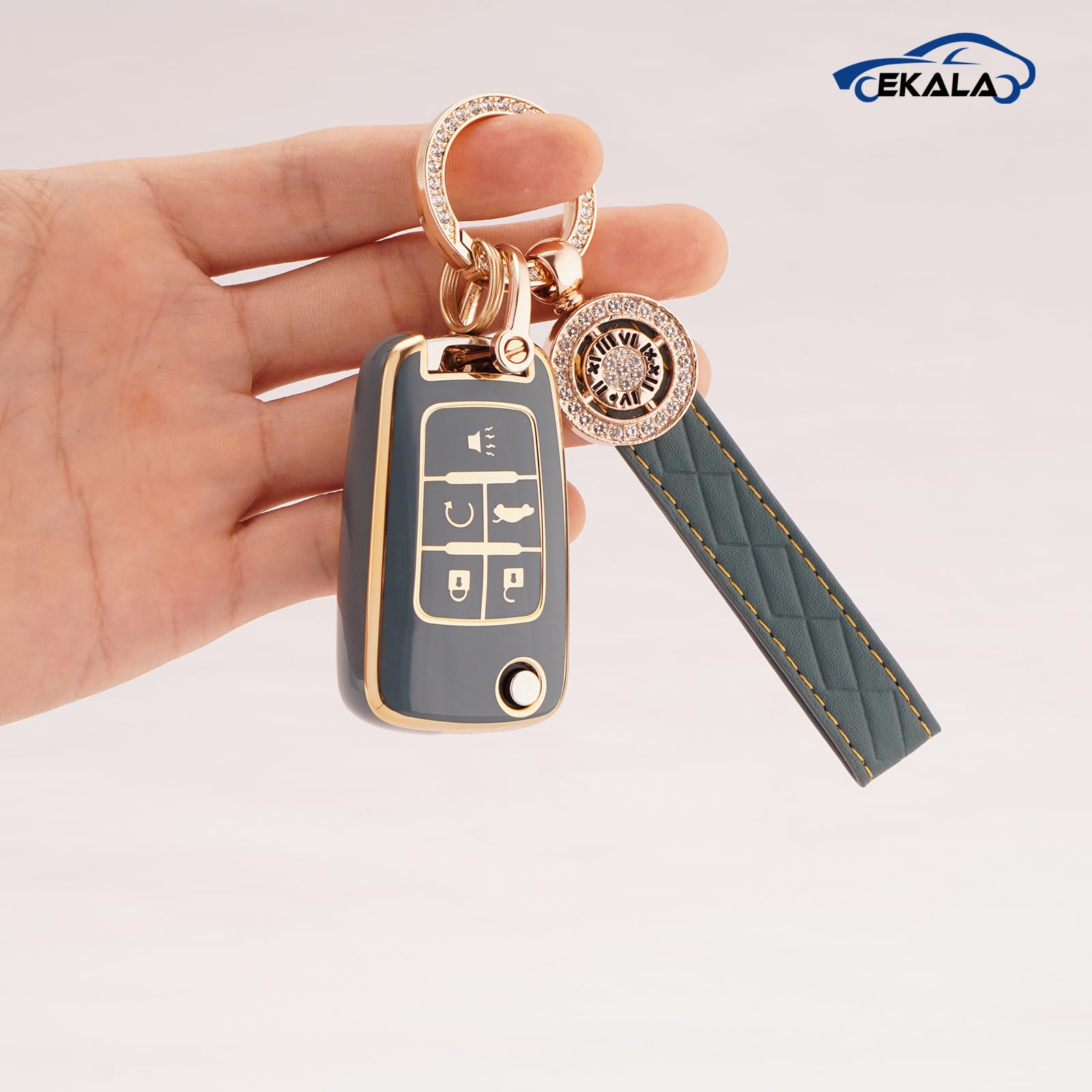 EKALA for GMC Buick Key Fob Cover Case with Keychain, Soft TPU Key Case Shell Fit for Chevy Cruze Camaro Malibu Equinox Impala B