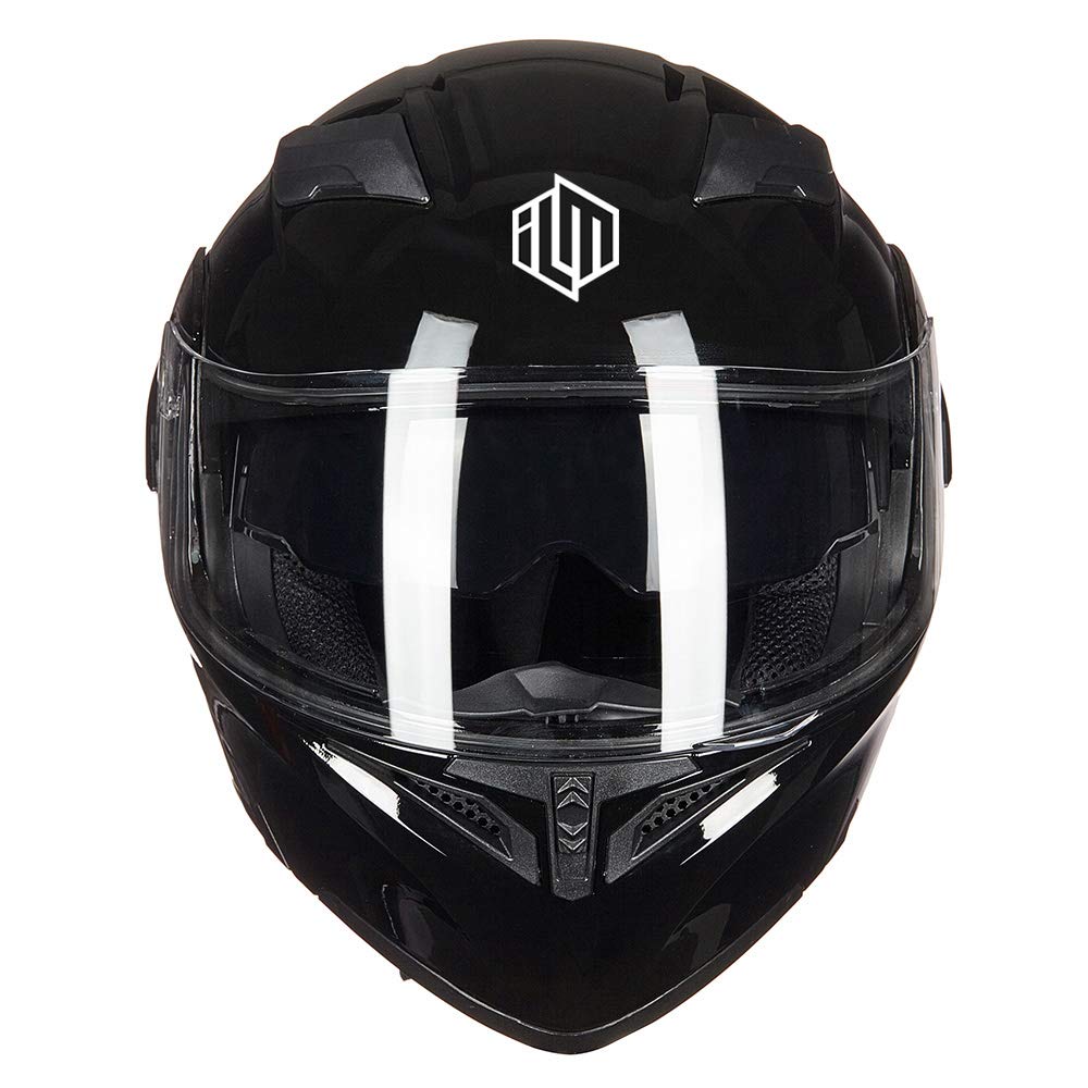 Ilm Motorcycle Dual Visor Flip Up Modular Full Face Helmet Dot With 6 Colors Model 902 (S, Gloss Black)