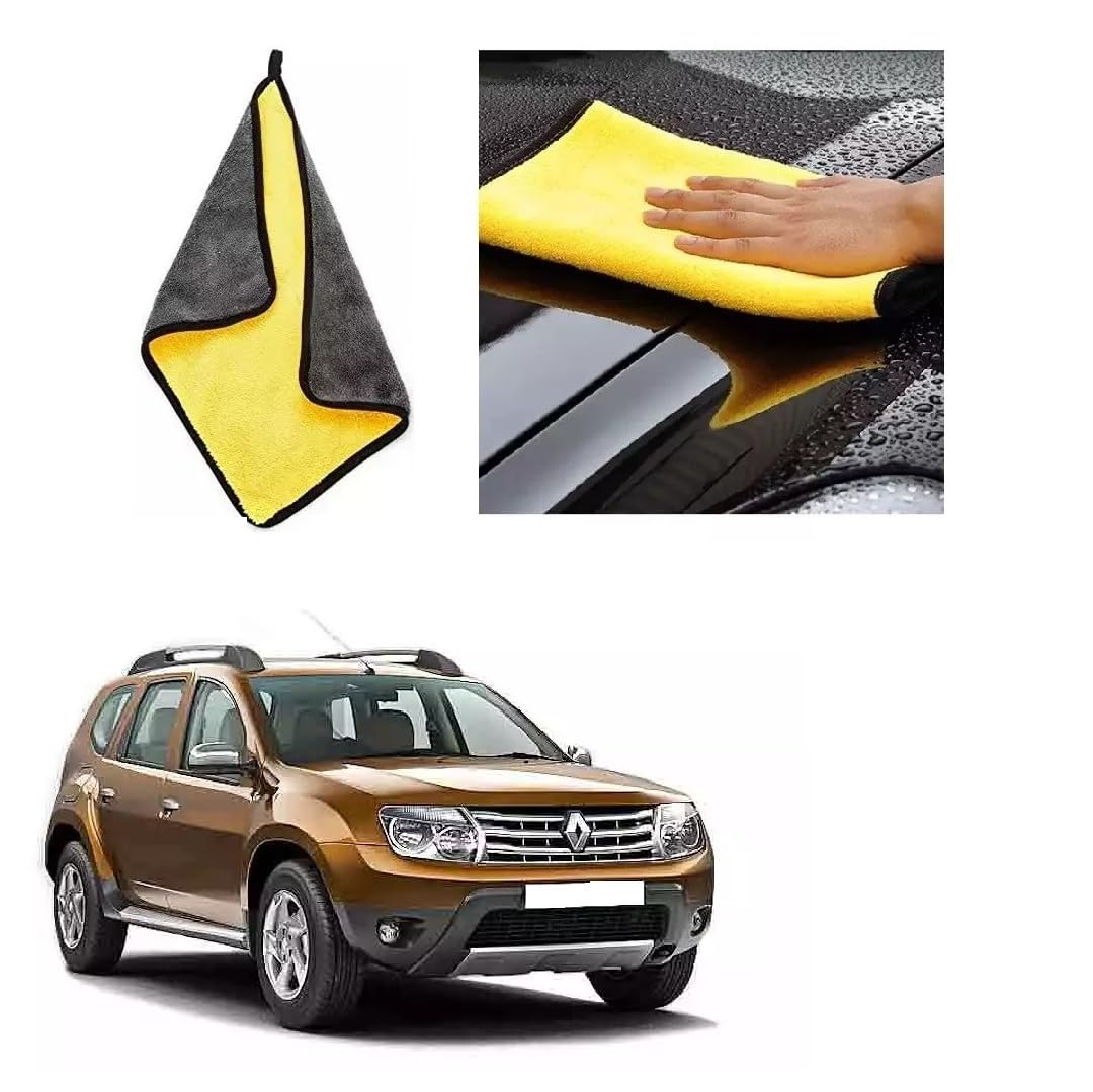 Car Cleaning and DetailingDual Sided Microfiber Cloth 600 GSM 40cm x 40cm (Pack of 2) Suitable for Renault Duster Type1