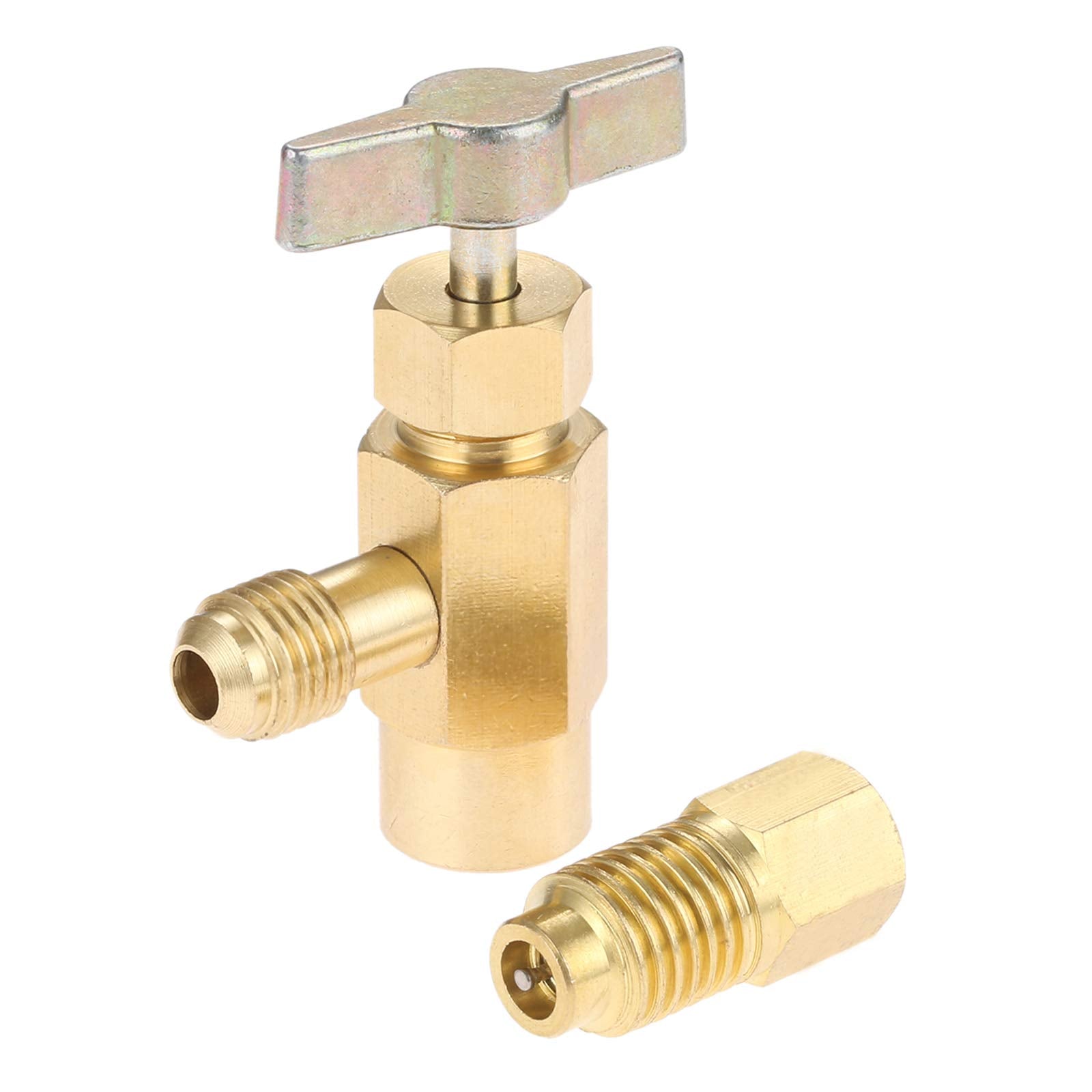 Aupoko R134A Self-Sealing Can Tap with R134A Tank Adapter, 1/2 Acme to 1/4 SAE Refrigerant Can Bottle Tap Opener with 1/4 SAE Fe