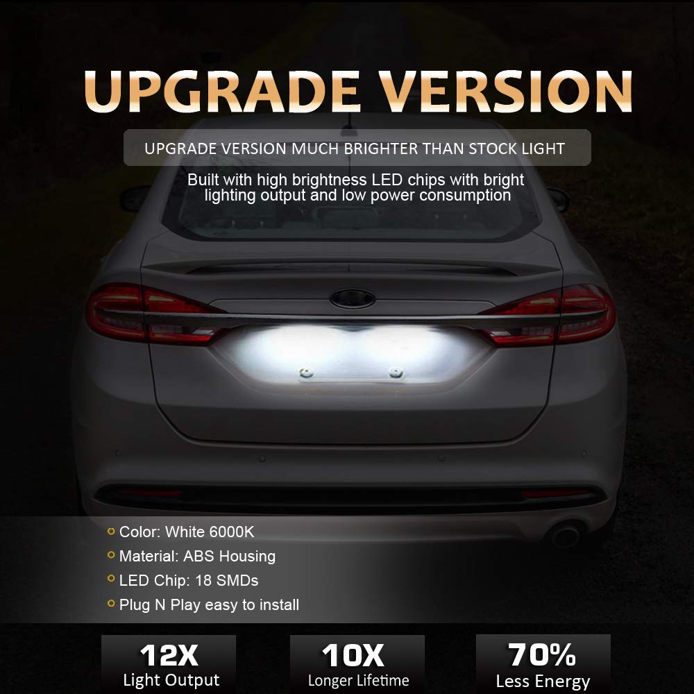 D-Lumina Led License Plate Light Tag Lamp Assembly Compatible With 2013-2019 Fiat 500, Maserati Levante & Dodge Viper, Je-Ep Gra