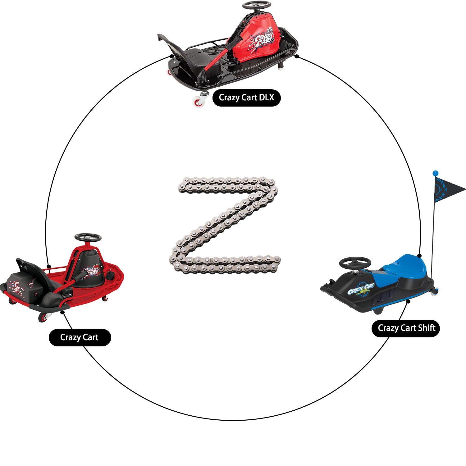 Kamier #25 Roller Chain 56 Links With 5Pcs Master Links Heavy Duty For Razor Crazy Cart Shift Xl Dlx Ground Force Drifter Kids Electric Go Cart Kart 25H Drive Chain Parts