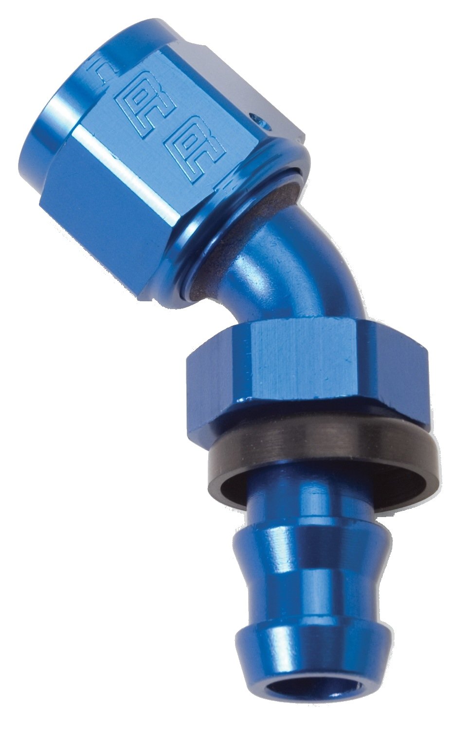 Russell/Edel 624080 Twist-Lok Red/Blue Anodized Aluminum -6An 45-Degree Hose End