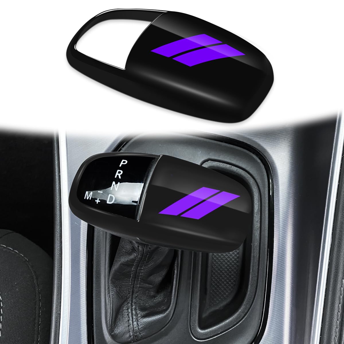 Auovo Gear Shift Knob Trim For Charger Accessories Challenger 2015-2023 / Durango 2016-2024 (Black-Purple)