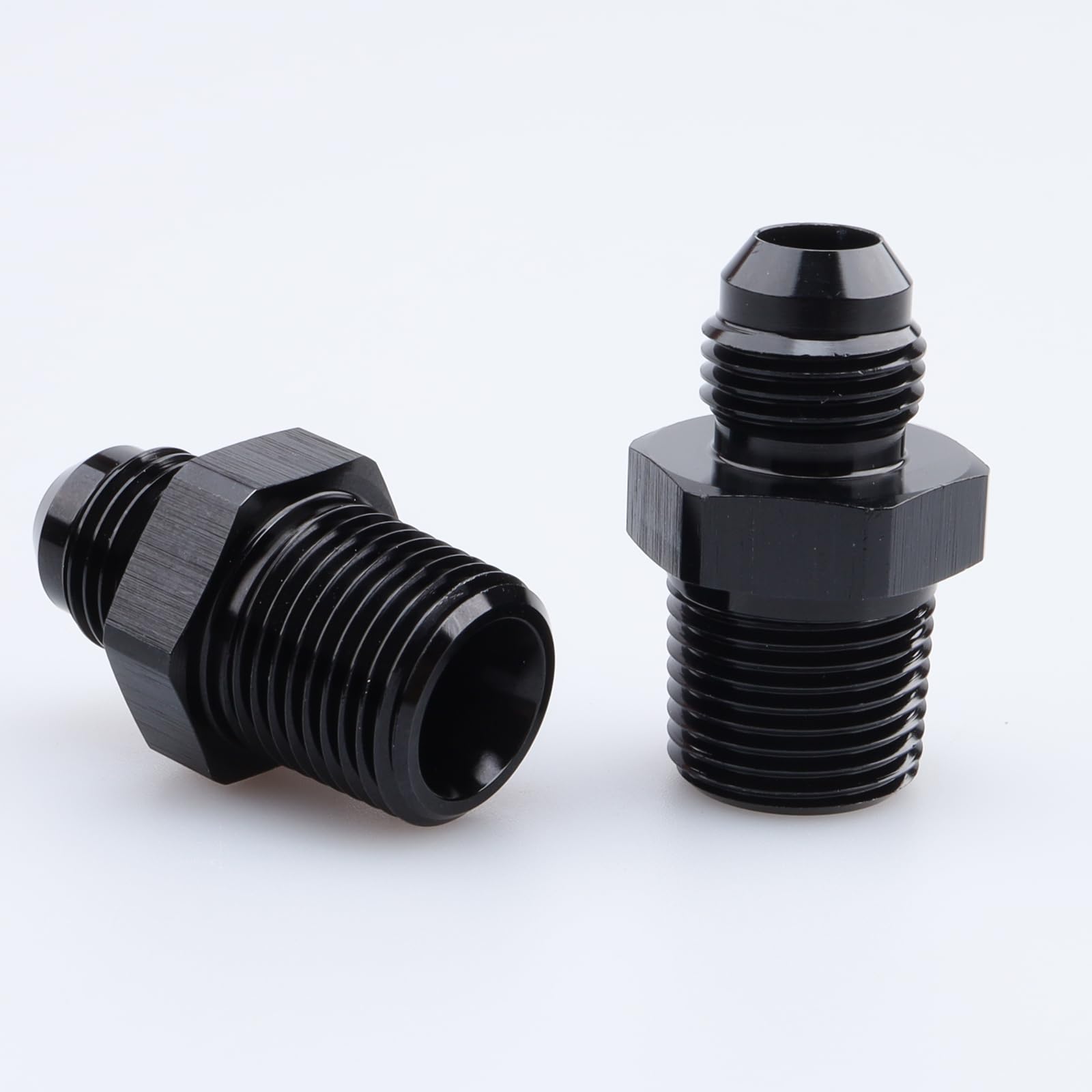 Ac Performance Male 3/8'' Npt To -6 An Flare Adapter Straight Aluminum Black, Pack Of 2