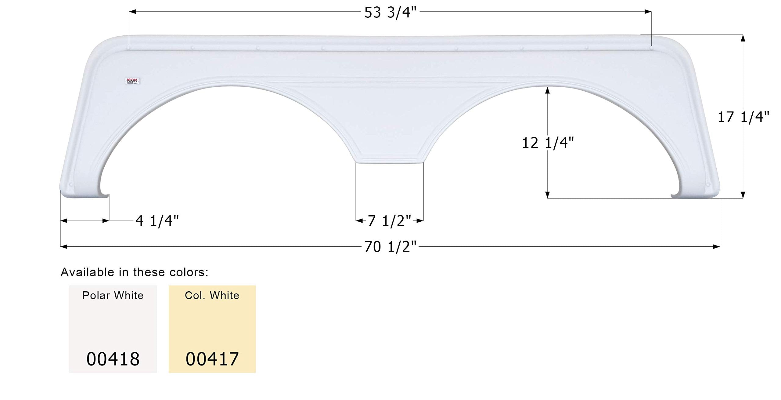ICON Tandem Fender Skirt FS669, Polar White