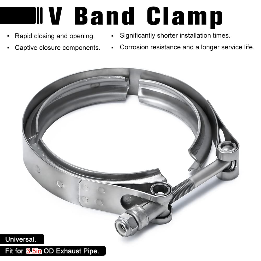 Ptnhz Universal Stainless Steel 3.5'' V Band Clamp For Turbo, Downpipes, Exhaust Systems(2.0''/2.5''/2.75''/3.0''/3.25''/3.5''/4