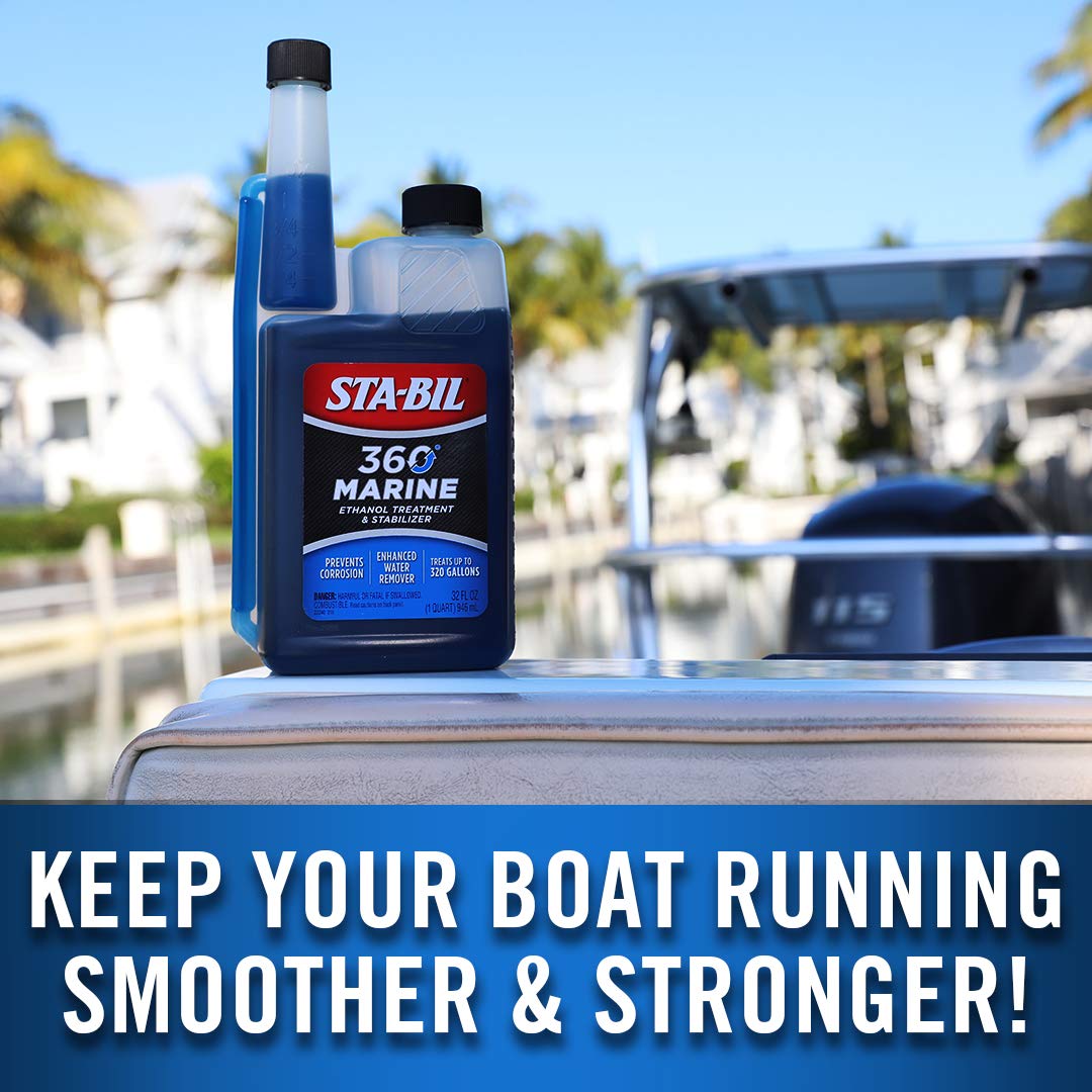 Sta-Bil 360 Marine Ethanol Treatment & Fuel Stabilizer - Full Fuel System Cleaner - Fuel Injector Cleaner - Removes Water- Prote