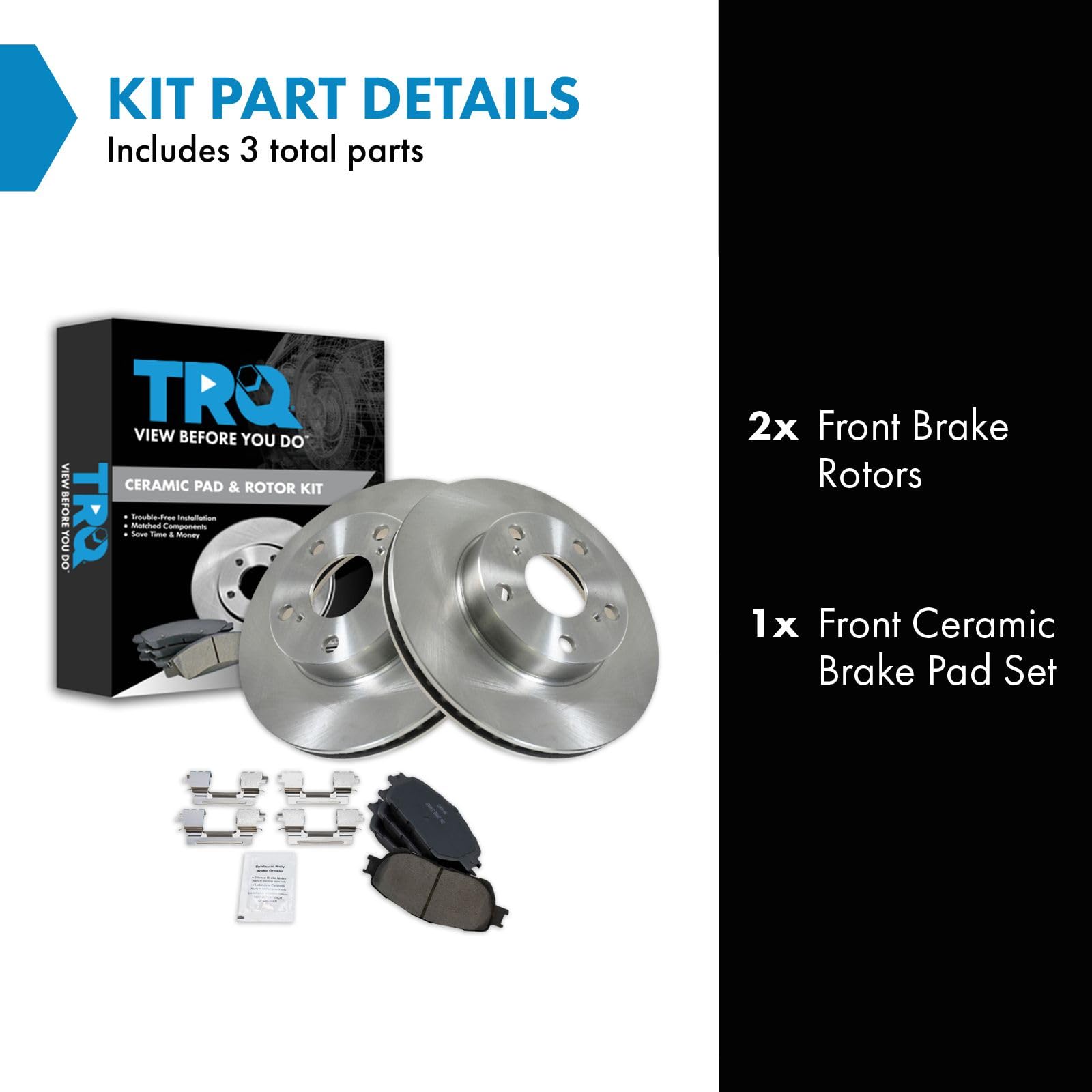Trq Front Brake Pad & Rotor Kit Brake Pads Brake Rotor Ceramic Compatible With 2005-2015 Toyota Tacoma