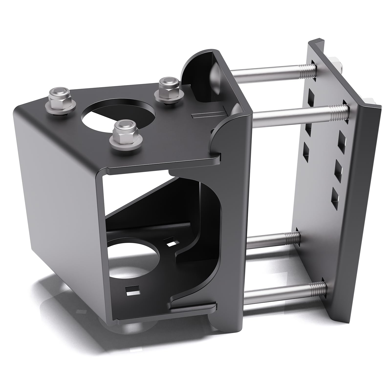 Black Steel Tongue Jack Stand Bracket Bolt-On Relocation Kit Fit for 3-Bolt & A-Frame Style Heavy-Duty Electric Trailer Jack Mou