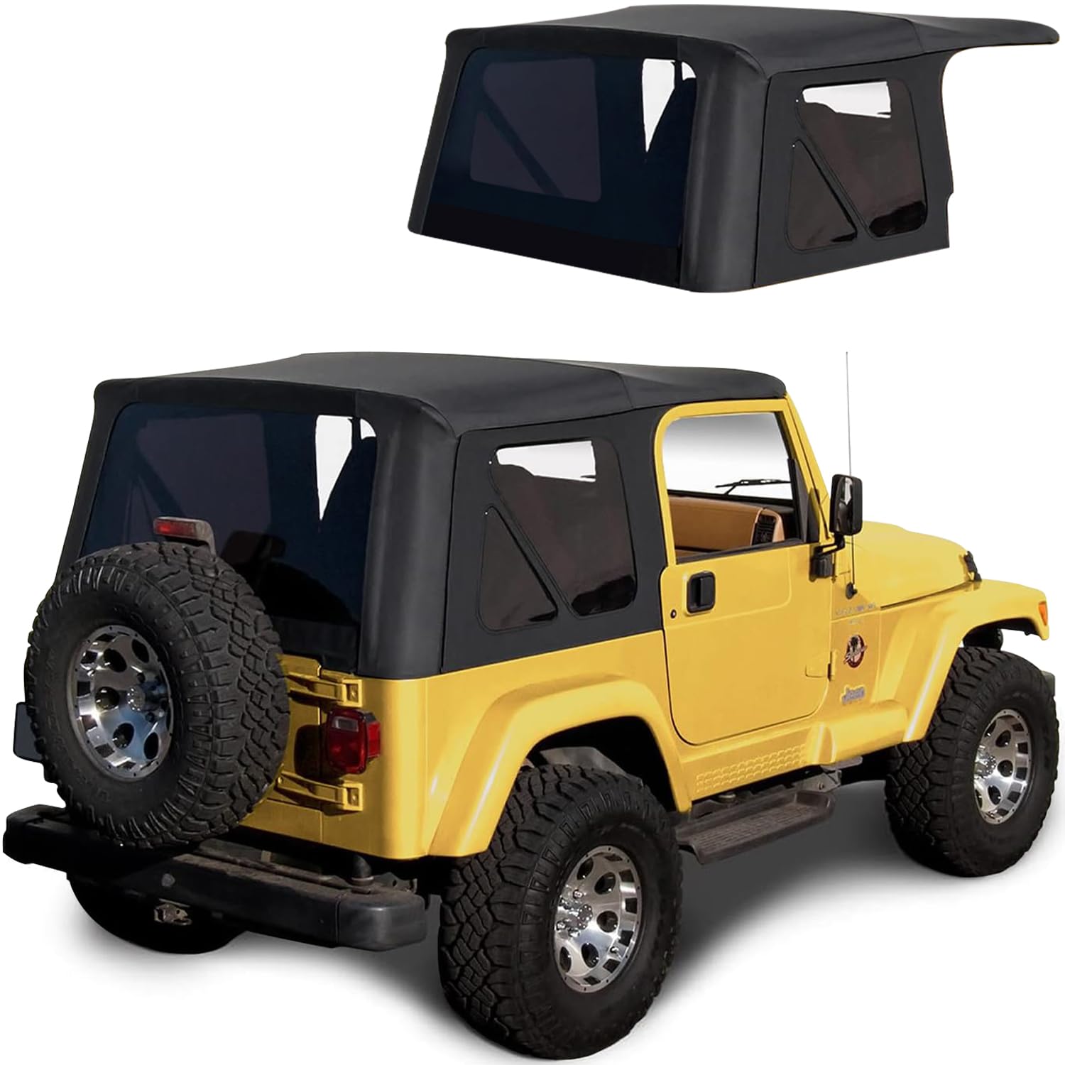 Sierra Offroad Soft Top For 1997 To 2006 Jeep Wrangler Tj - Black, Sailcloth Vinyl - 2 Door Jeep Soft Top With Rear Plastic Tint