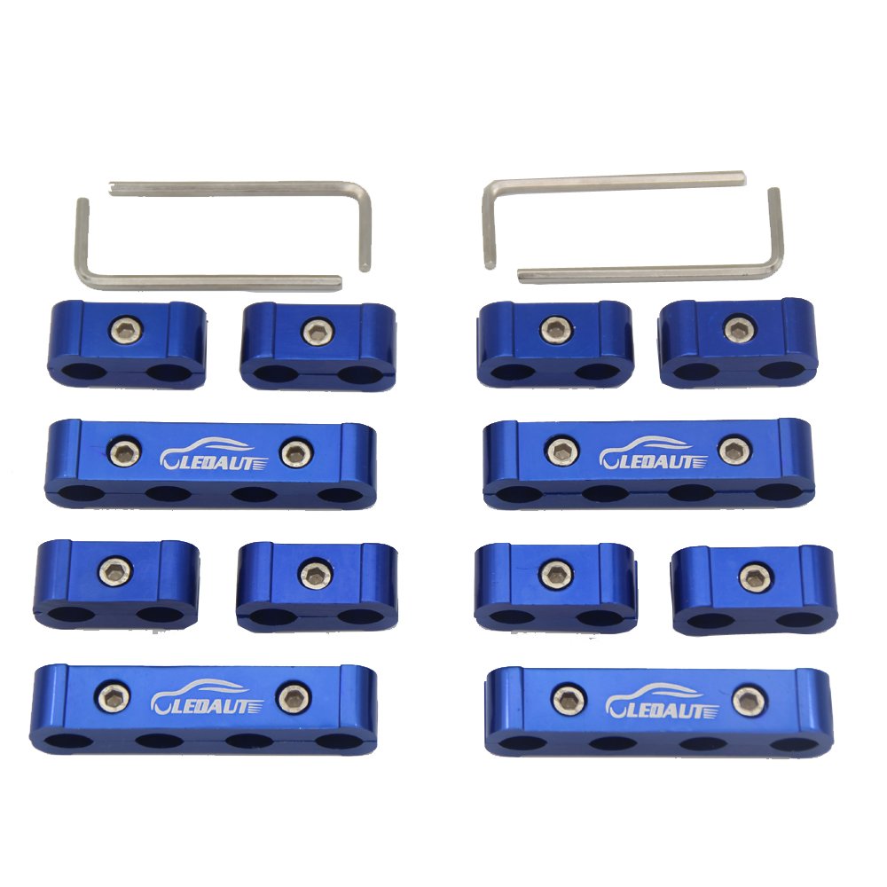 Ledaut 12Pc Blue Spark Plug Wire Separator Divider 8Mm 9Mm 10Mm For Racing Car