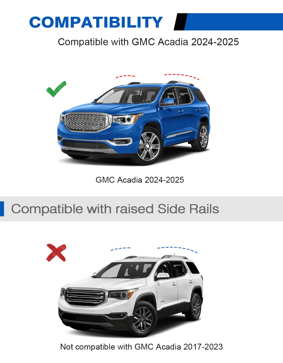 Wonderdriver Roof Rack Cross Bars for GMC Acadia 2024-2026, Heavy Duty Aluminum, Black, Model 104-03WD, Fits Side Roof Rails