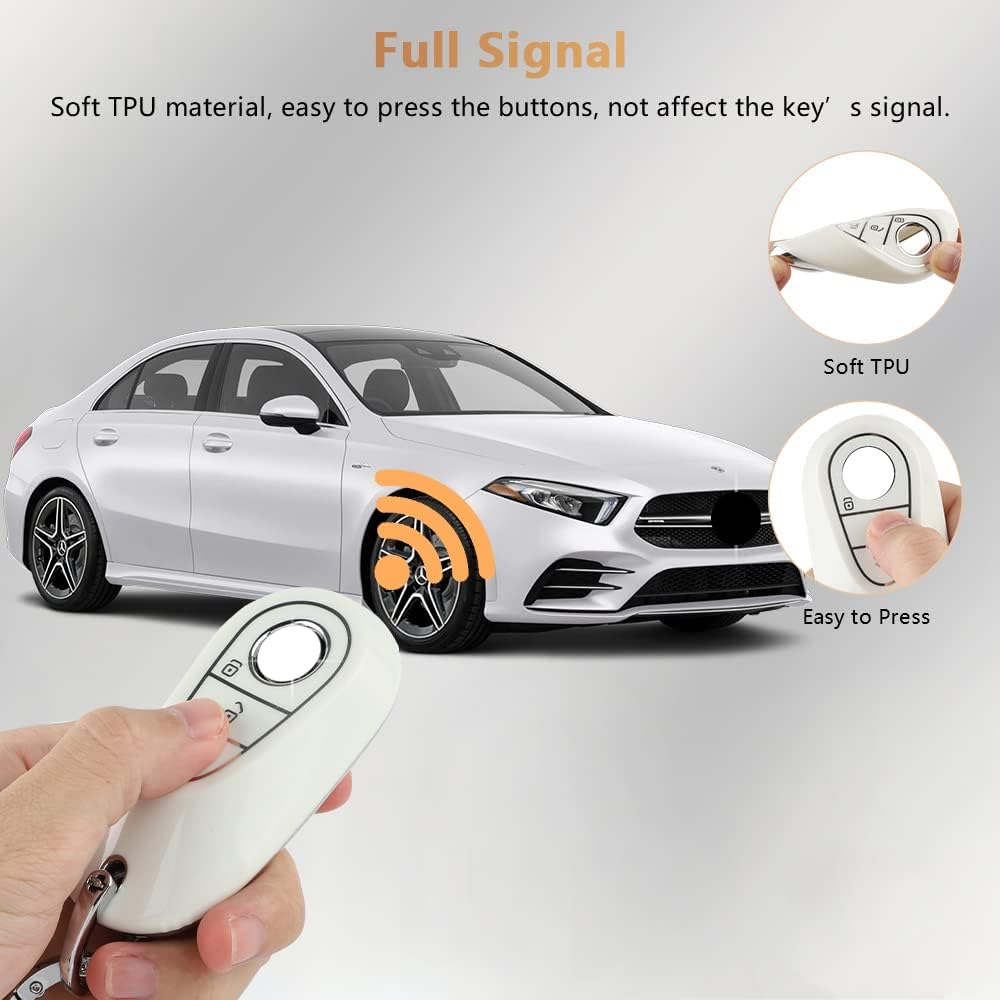 Pifoog Key Cover For Mercedes Benz Bling Keychain 3 Buttons Tpu Keys Fob Case Protector Accessories For 2021-2022 Mercedes-Benz