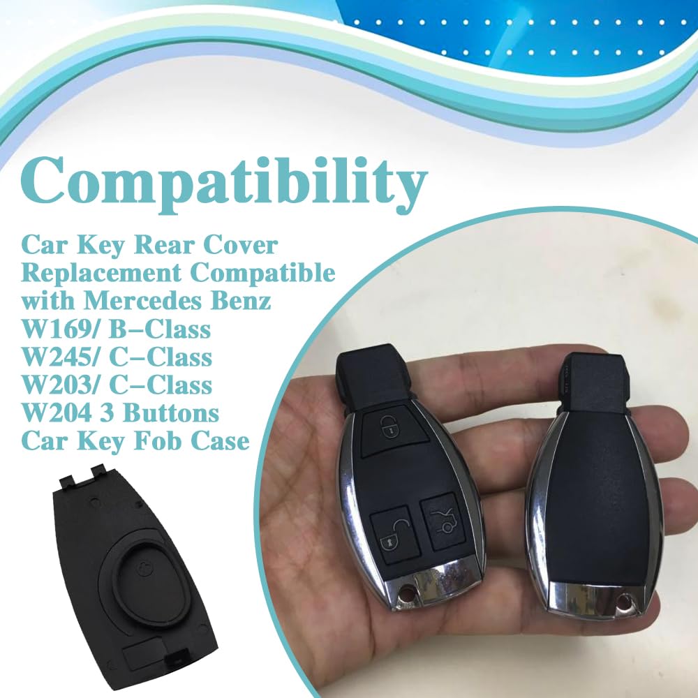 PACLVIO Car Key Rear Cover Replacement, Key Fob Cover, Car Accessories Key Shell Case Compatible with Mercedes Benz B-Class C-Cl