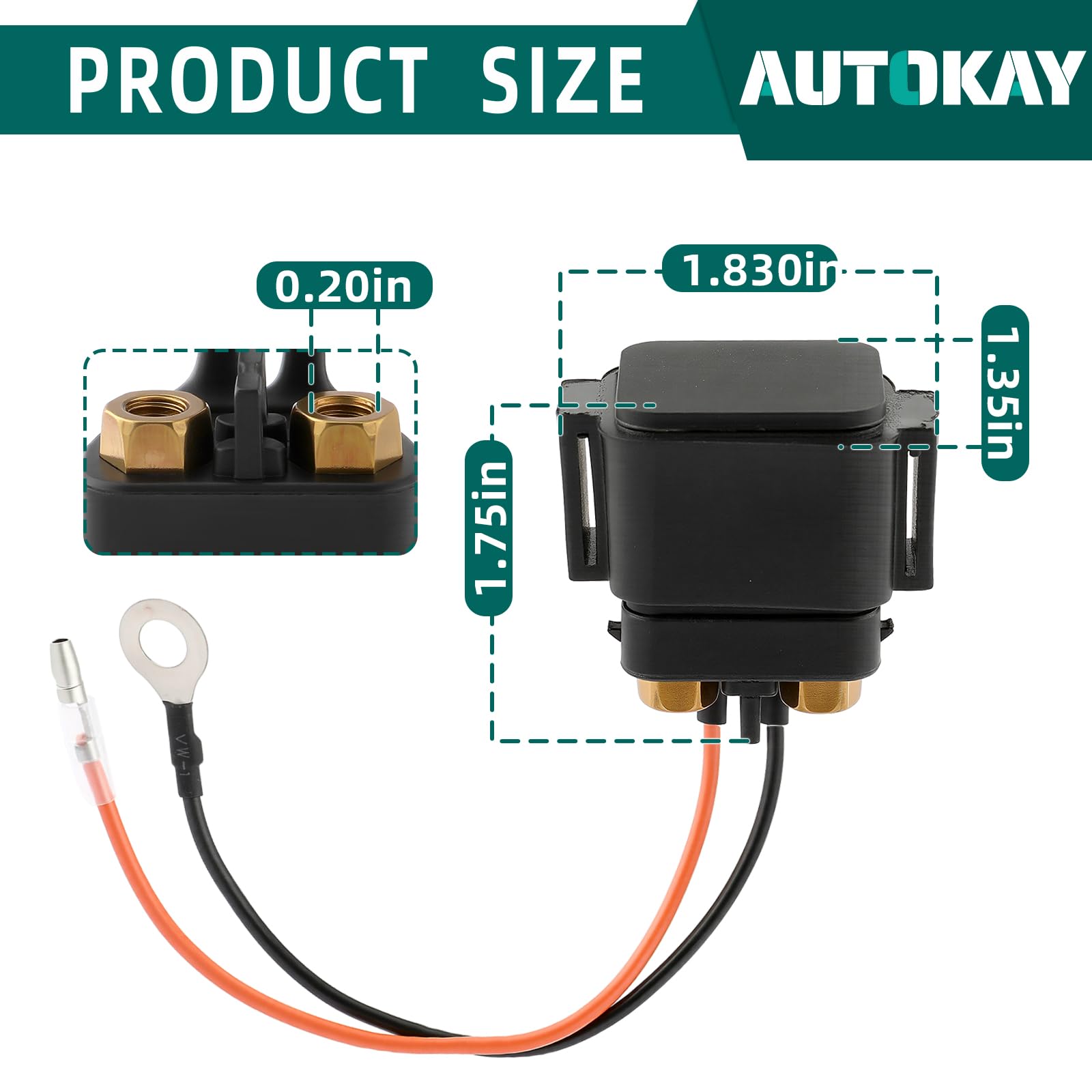 AUTOKAY Starter Relay Solenoid Fits for Yamaha Outboards 68V-8194A-00-00
