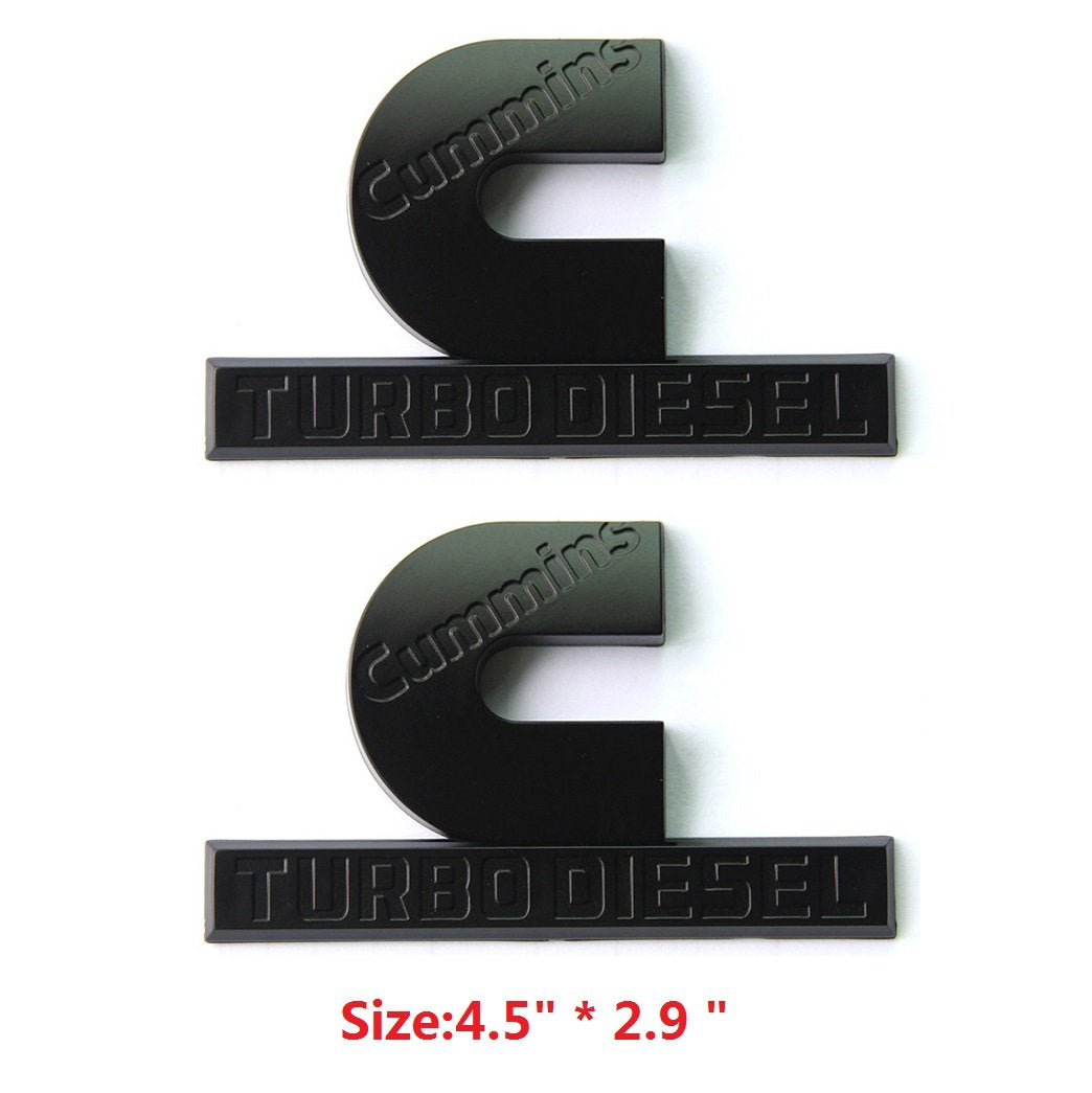 Yoaoo 2Pack Oem Black Cummins Turbo Emblem Badges Compatible With 2500 3500 Emblem Matte 4.5'' By 2.9'' Inches