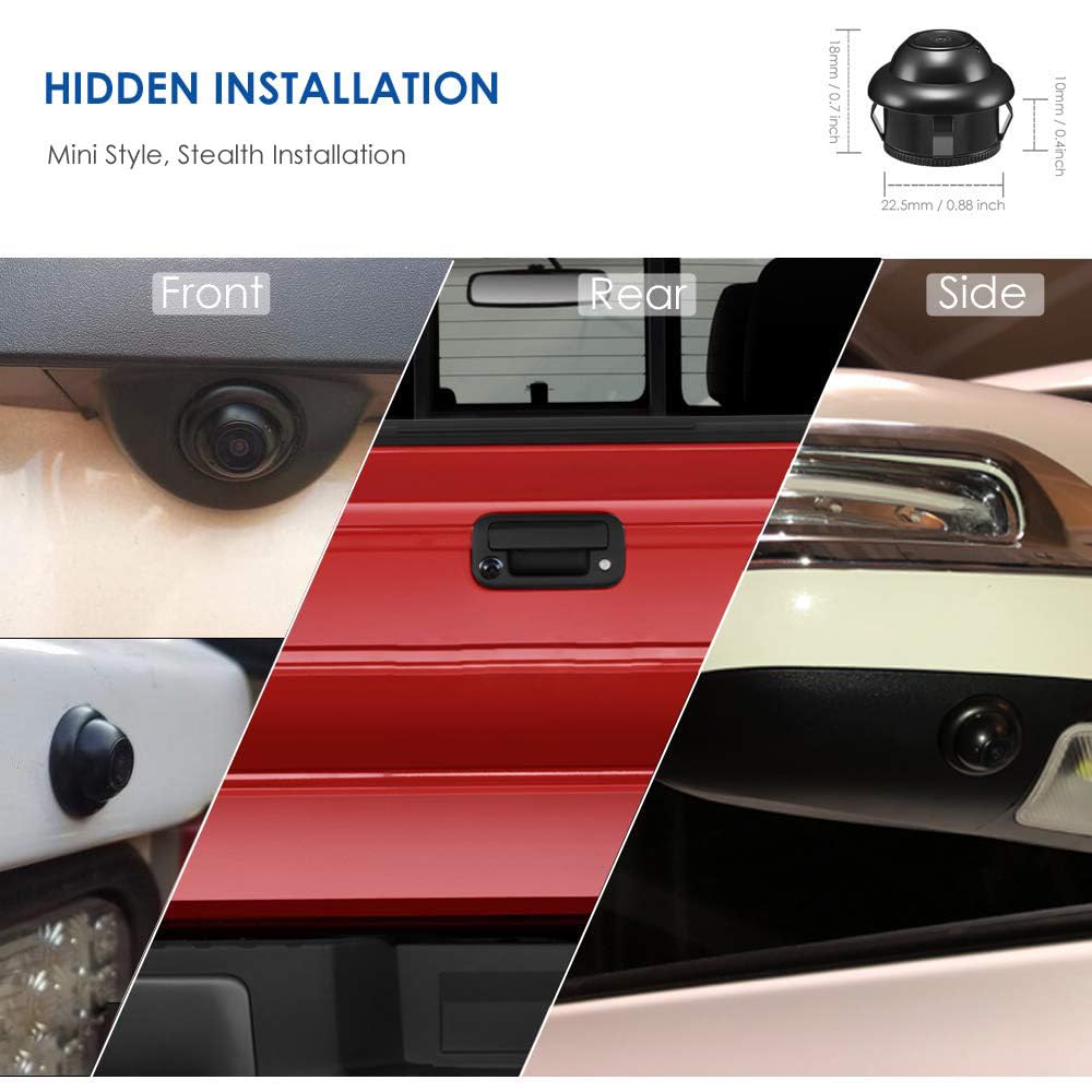 Backup Camera Fo Cars (Mini 360 Degree Rotatable), Coolint Ct-106S Front/Side/Rear View Backup Camera For Truck, Pickup, Suv, Rv