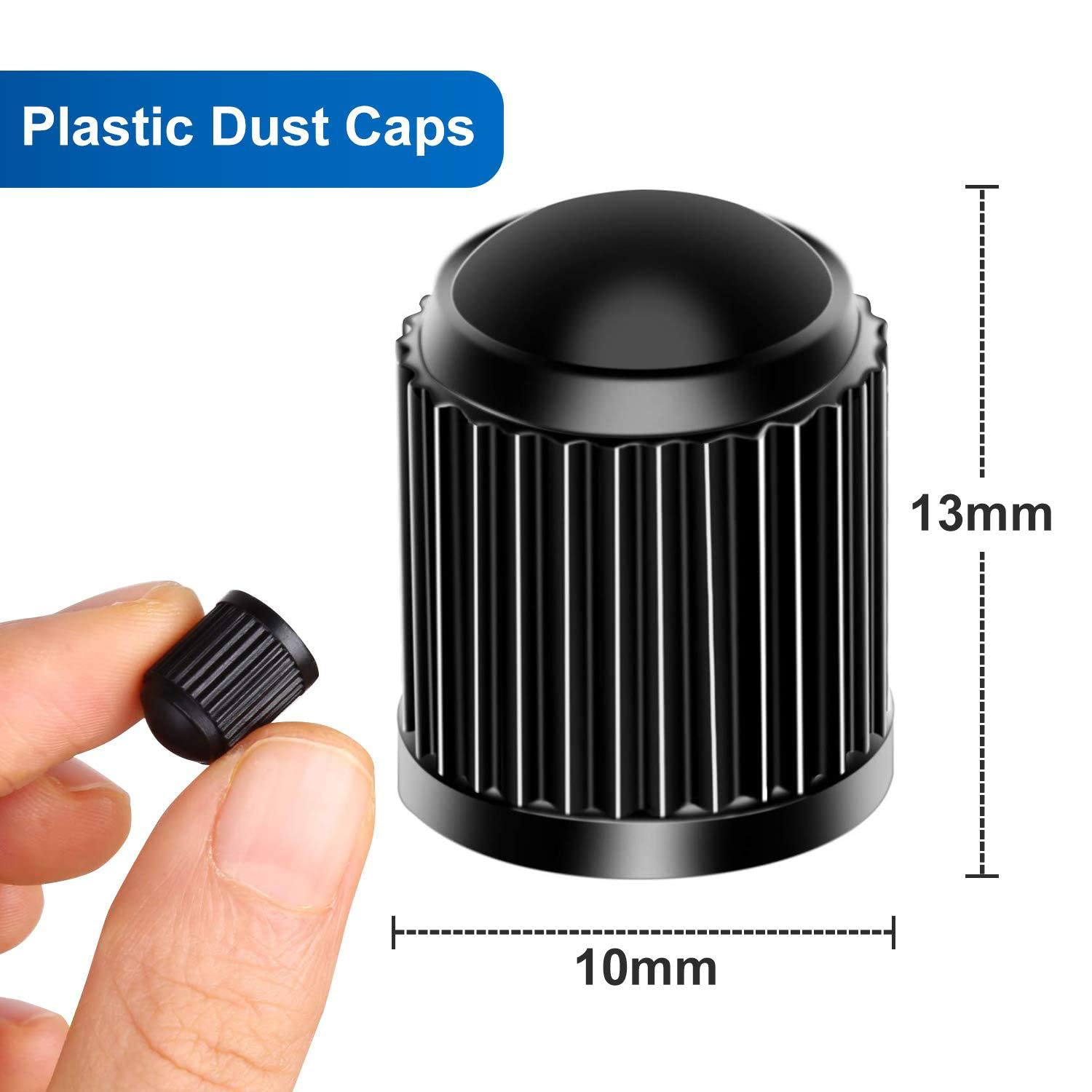 The Upgraded Version Has A Sealing Ring Tire Valve Stem Caps (12Pcs Black)