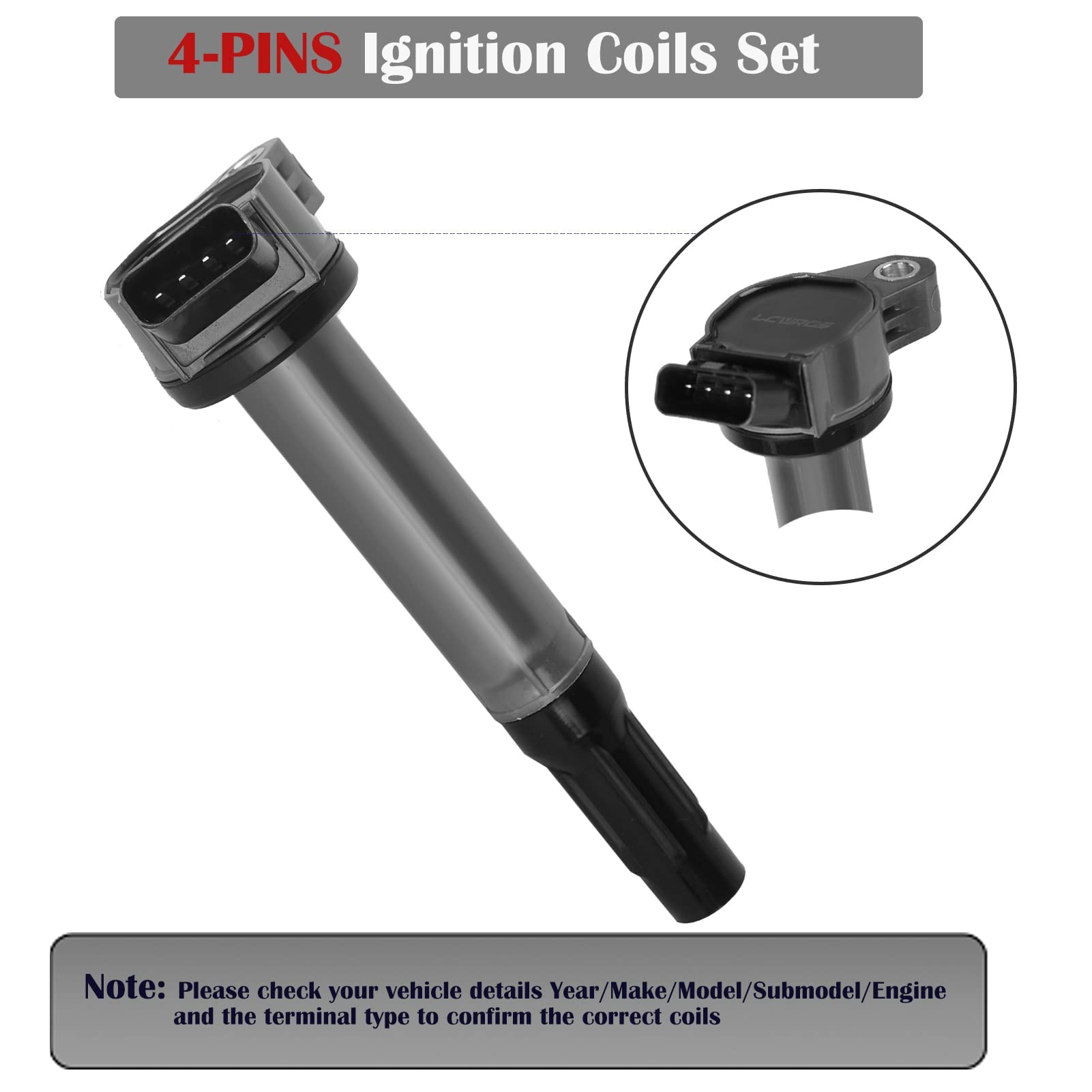 Set Of 6 Ignition Coil Pack For 3.5L V6 Toyota Sienna Avalon Camry Highlander Rav4 Venza Lexus Rx350 Is350 Es350 2007 2008 2009