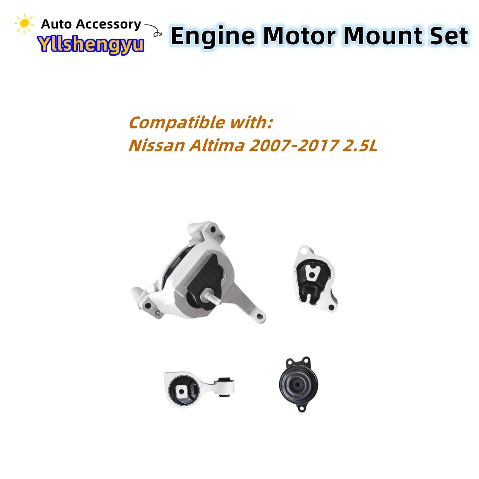 4Pcs Engine Motor Mount Set Fits for Nissan Altima 2007 2008 2009 2010 2011 2012 2013 2014 2015 2016 2017 2.5L A4350 A4353 A4340