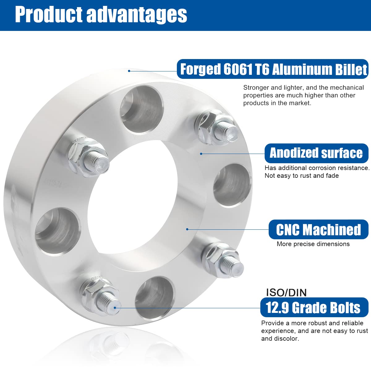 GAsupply ATV Wheel Spacers 4x110, Compatible with Honda, Suzuki, Bombardier, 1.5'' Wheel Spacer Adapters 74mm Hub Bore with 10