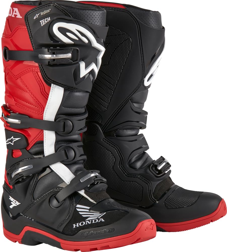 Alpinestars 2012723-1303-12: Honda Tech 7 Enduro Drystar Black/Bright Red Sz 12