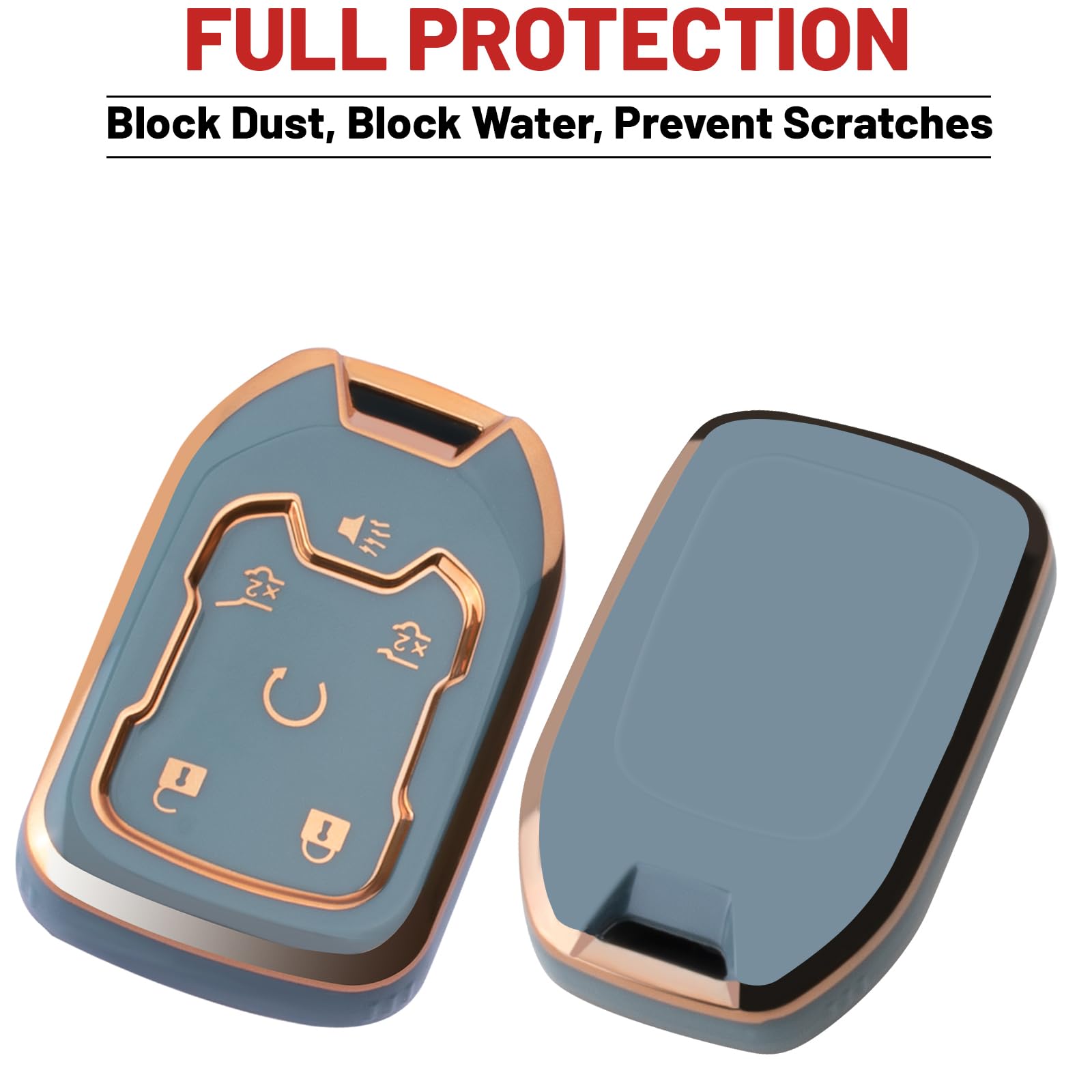 Xiyang Trade For Gmc Key Fob Cover With Keychain, Soft Tpu Full Protection Key Shell Key Case Compatible With Chevy Silverado Su