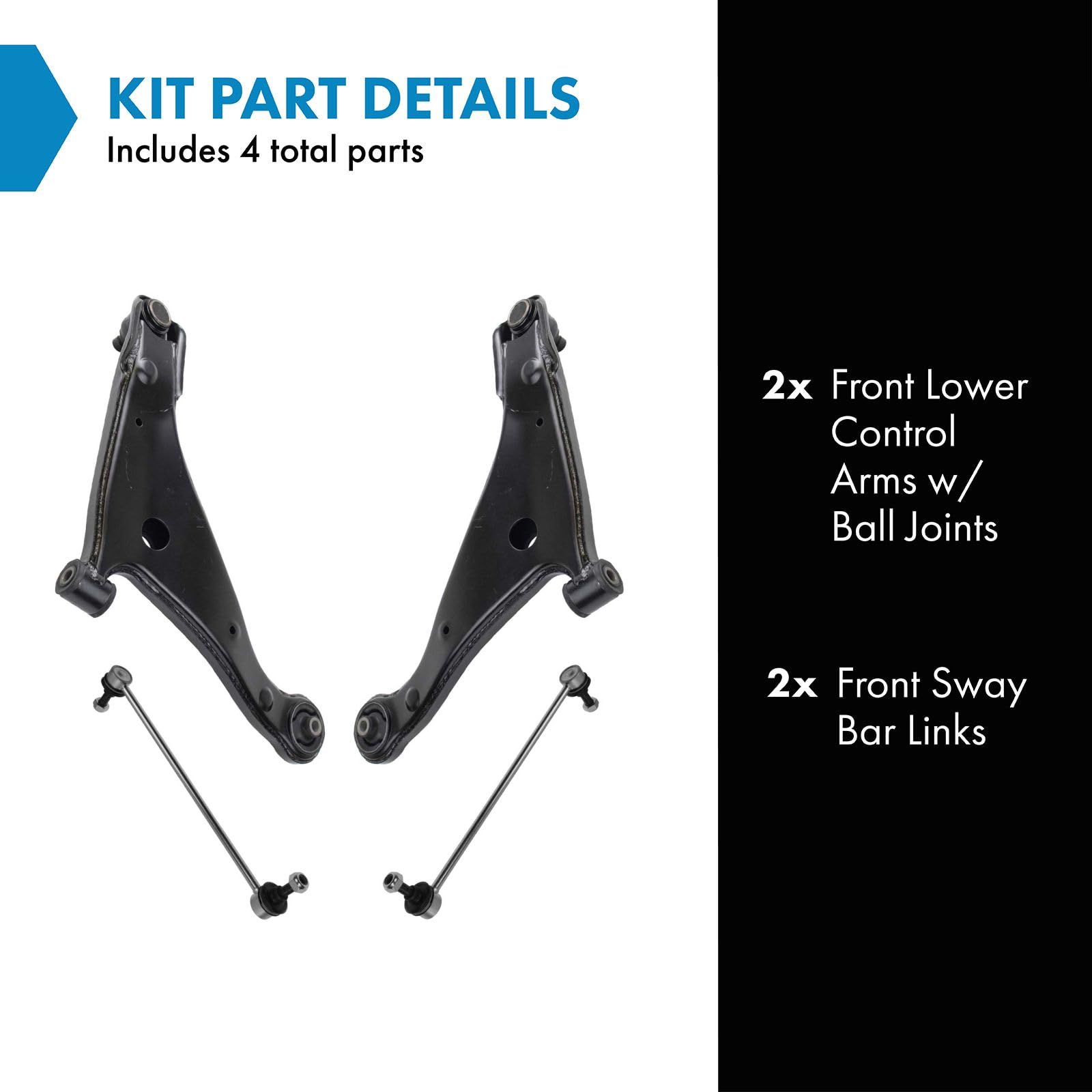 Trq Front Suspension Kit Control Arm With Ball Joint Sway Bar Stabilizer Link Compatible With 2004-2011 Mitsubishi Endeavor