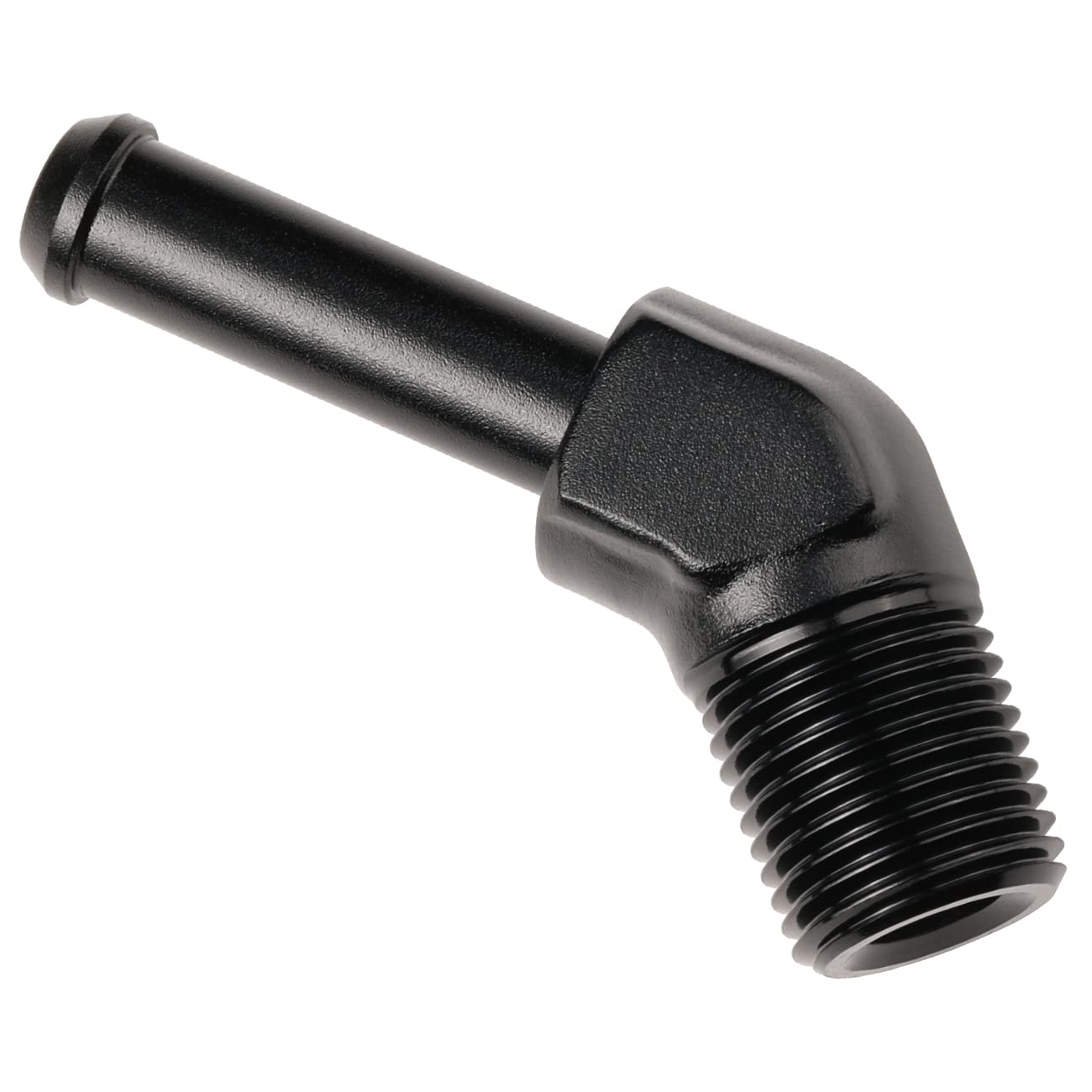 Podavelle 1/8 NPT Male to 1/4'' Hose Barb Fitting Adapter 45 Degree Elbow Aluminum Black