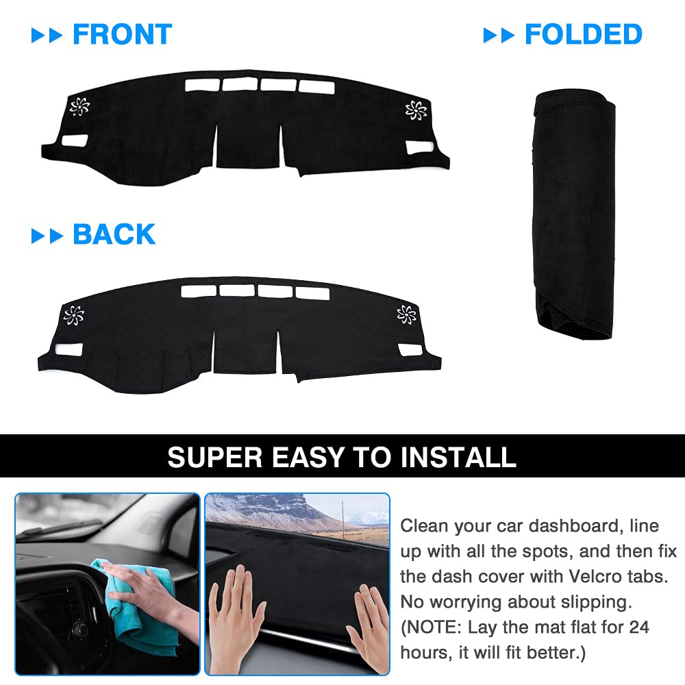 Cartist Dashboard Cover Mat For 2019-2022 2023 2024 2025 Toyota Rav4 Accessories Dash Cover Suede Dash Mat Sunshade Glare Uv Ray