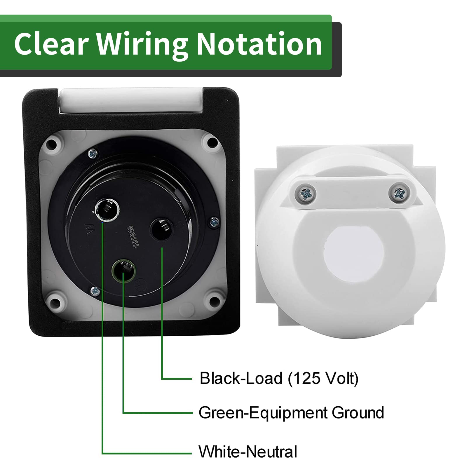 Rvguard 125V 30 Amp Rv Power Inlet, White, Twist Locking, Power Plug With 3 Stainless Steel Pins And Screws