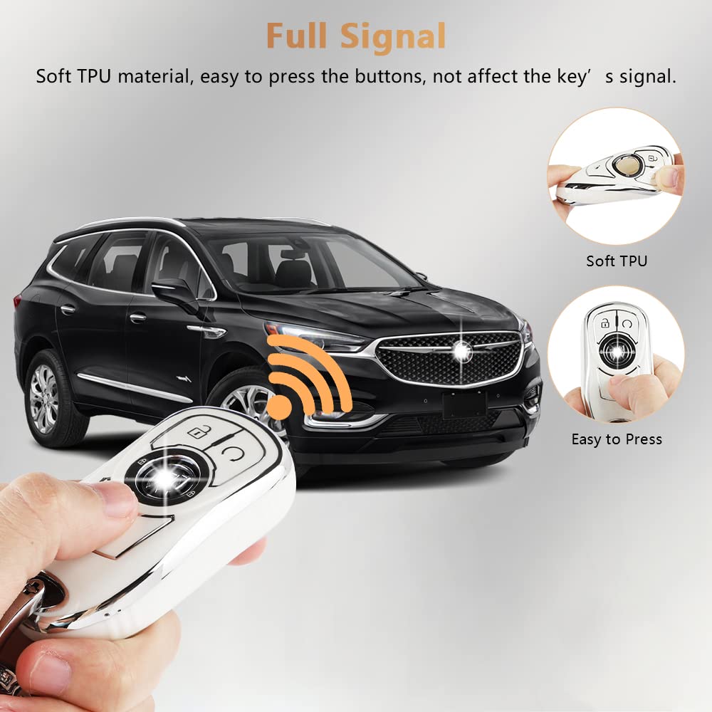 Pifoog Accessories For Buick Regal Encore Gx Key Fob Cover 5 Buttons Soft Tpu Keys Shell Case Glittering Car Keychain Full Prote