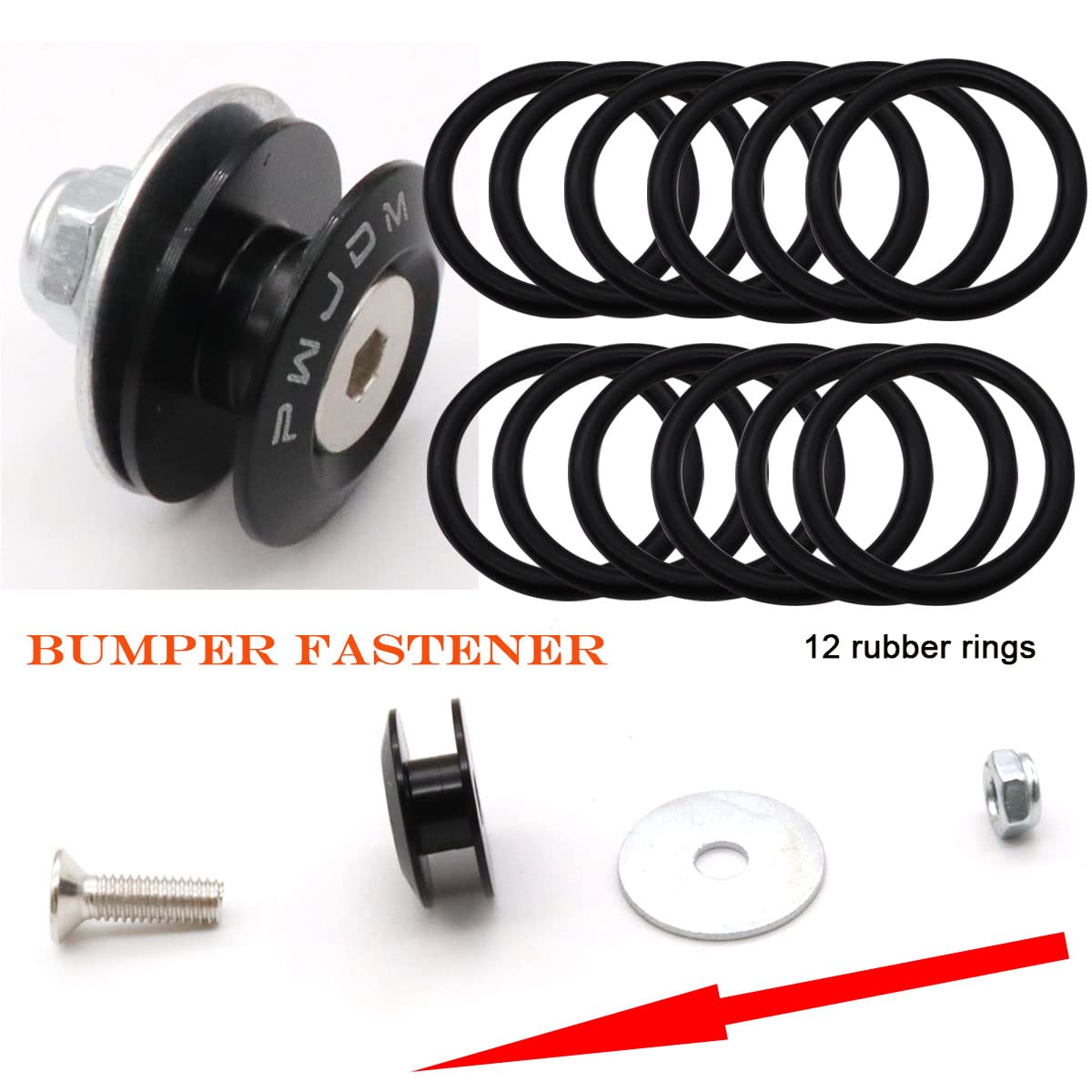 Taiss Bumper Quick Release (Black), Front And Rear Bumper Tight Plate Fixing Kits, Supporting Reinforcing Washers And Screws, Compatible With Gm Bumper Engine Hatch Kit.