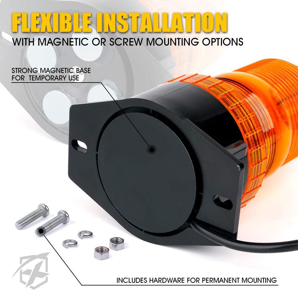 Xprite Amber LED Forklift Beacon Light Safety Warning Strobe Flashing Lights with Cigarette Lighter, for Mower, ATV, Trucks, Tra