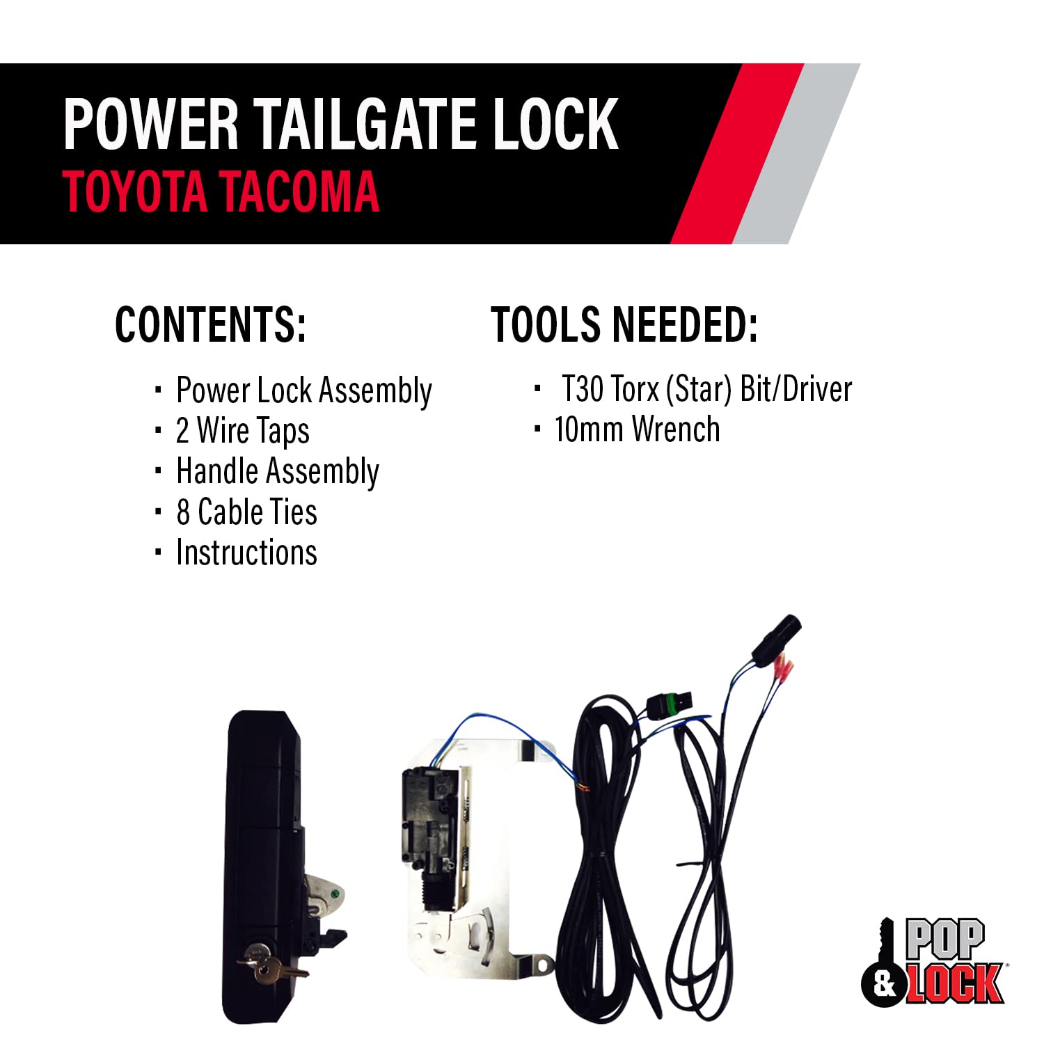 Pop & Lock Pl8550 Black Power Tailgate Lock For Toyota Tacoma (Smart Lock Combo)