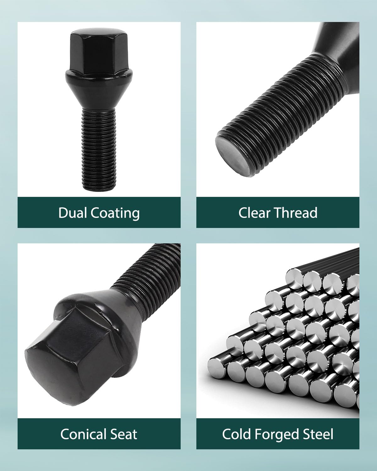 Scitoo 20Pcs Wheel Bolts 12X1.25 Lug Nuts Studs M12X1.25 Black Shank Length 28Mm Hex Size17Mm Wheel Studs For Jeep Compass For J