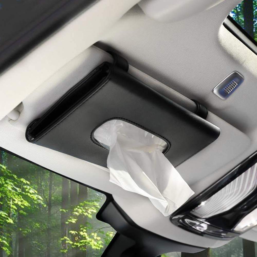 Tissue Box Holder for Car, Car Tissues Holder, Car Napkin Case, Hanging Paper Towel Clip, PU Leather Tissue Box, Paper Carton, M