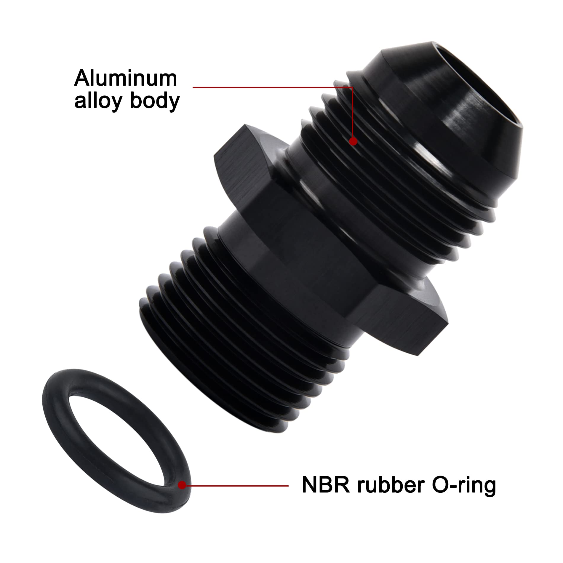 Evil Energy 8An Male Flare To M18 X 1.5Mm Male Metric Fitting Adapter Aluminium Alloy 2Pcs