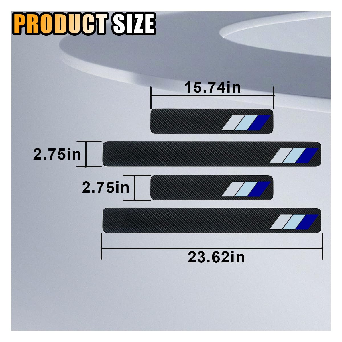 4PCS Tri-Color Door Sill Protectors, Carbon Fiber Door Threshold Protection, Front/Rear Door Sill Plate Step Guard, Anti-Scratch