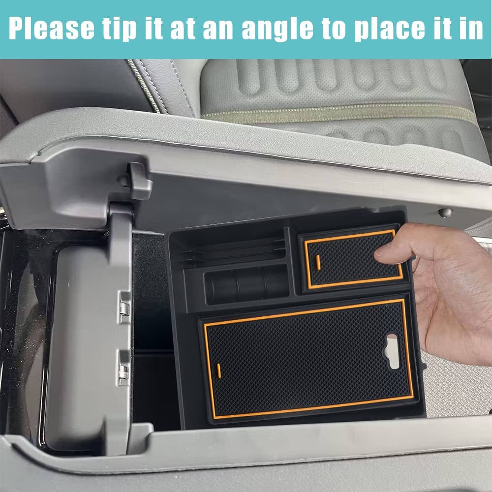 Bestevmod For Rivian R1T & R1S Accessories Center Console Organizer Tray Armrest Storage Box Abs Material With Pvc Trim Compatib