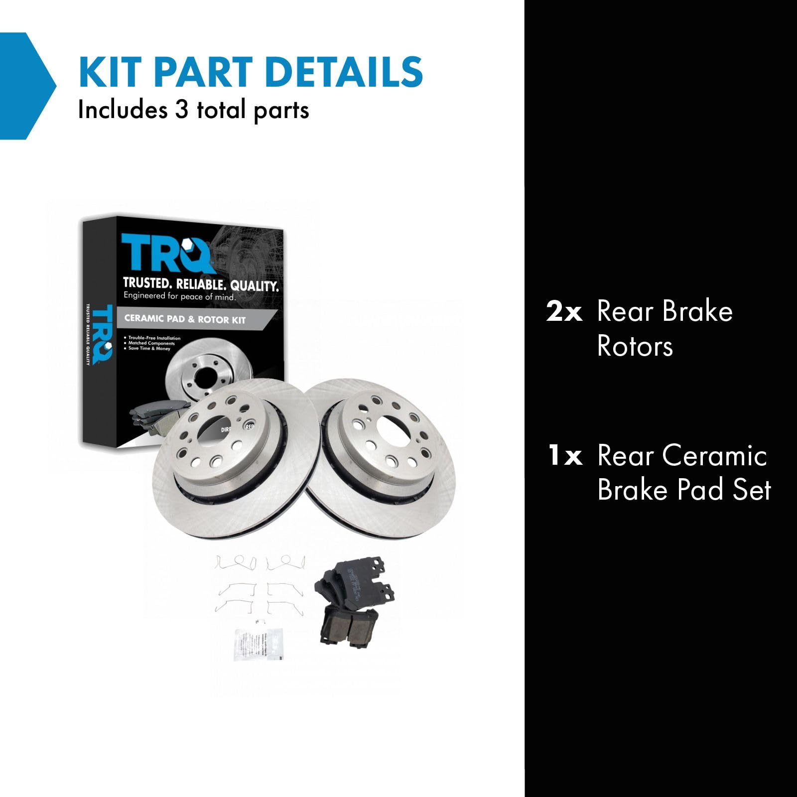 Trq Rear Brake Pad & Rotor Kit Brake Pads Brake Rotor Ceramic Compatible With 2007-2017 Lexus Ls460