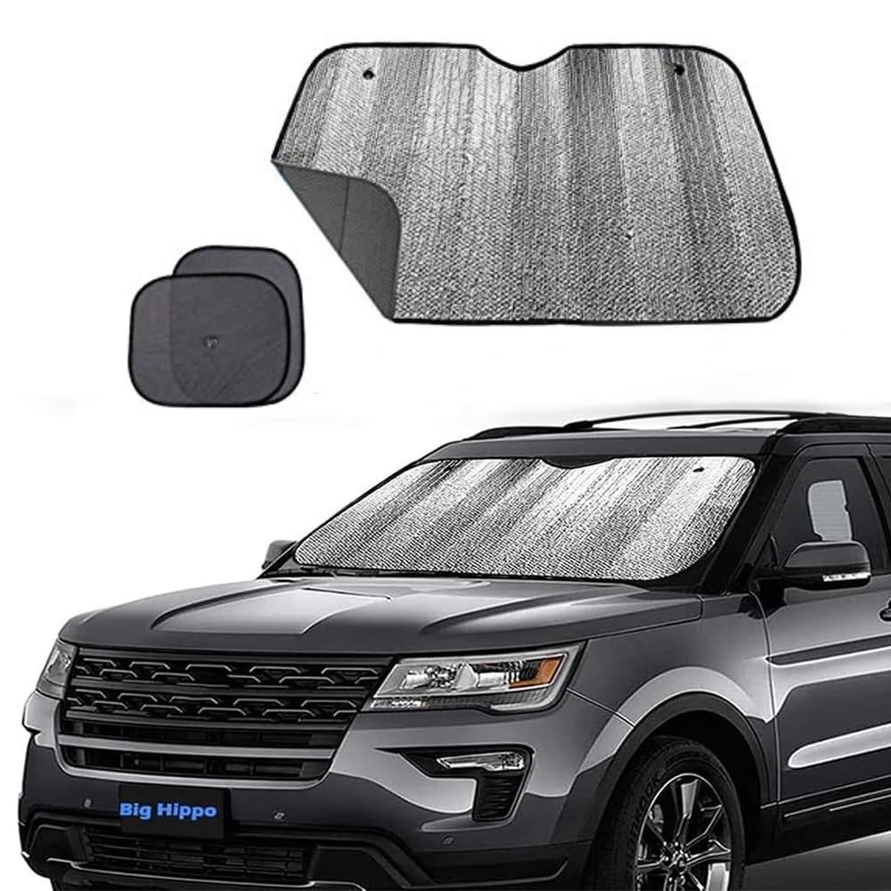 Big Hippo Windshield Sun Shade, Car Window Shade As Bonus Keep Vehicle Cool Windshield Sunshade Protect Your Car From Sun Heat &