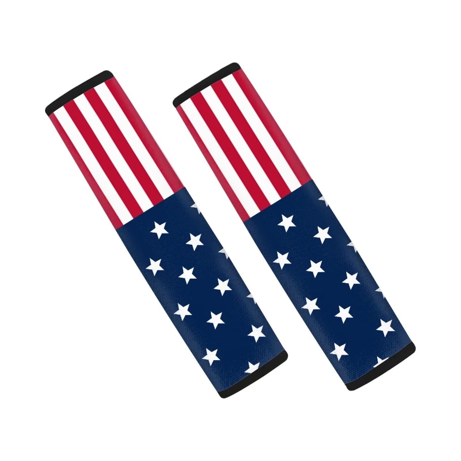 FUIALDOLG USA Flag Car Seat Belt Cover Pad,Super Soft Comfortable Shoulder Seatbelt Pads Cushions,Pack of 2