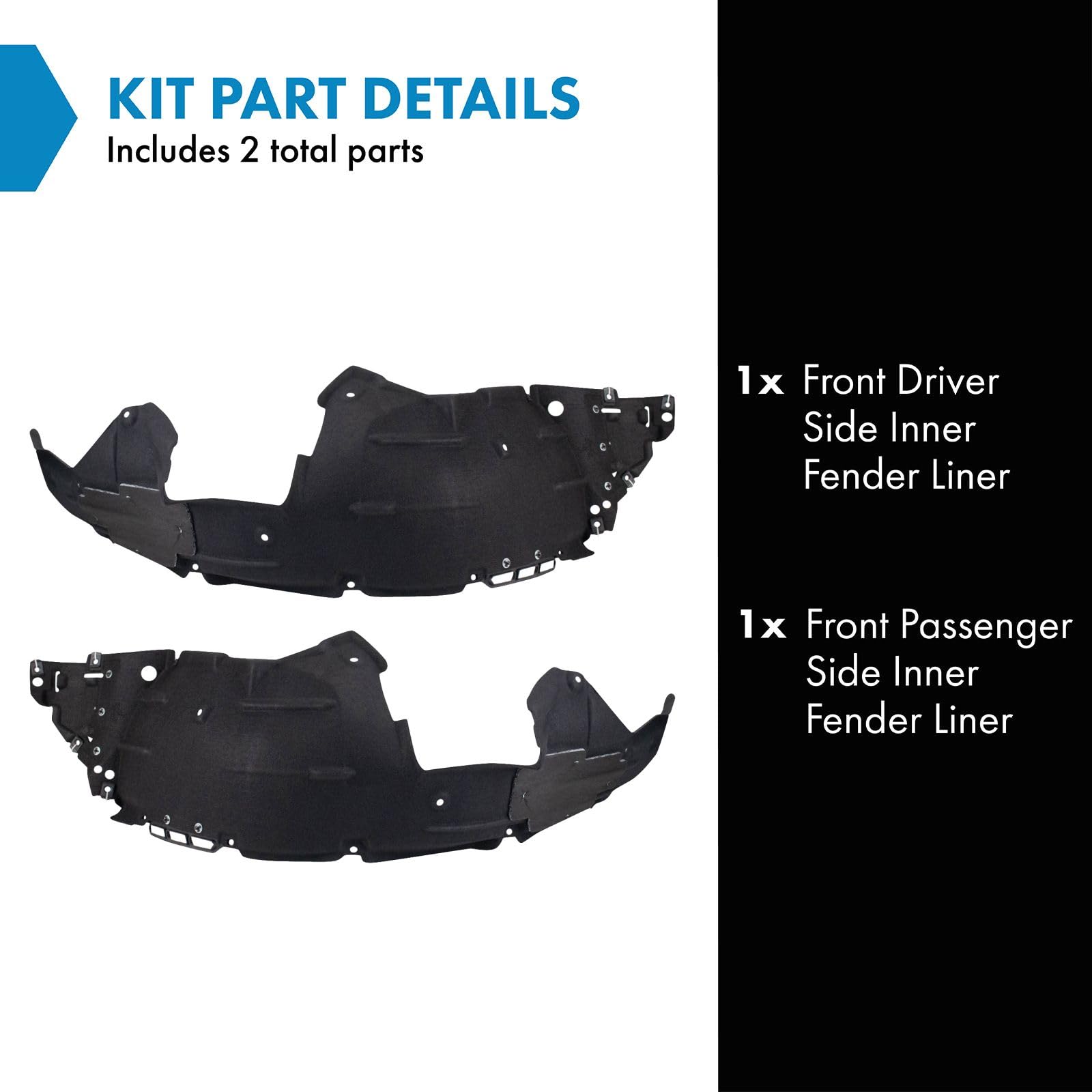 Trq Front Inner Fender Liner Set Compatible With 2019-2022 Honda Hr-V Ho1248189 Ho1249189